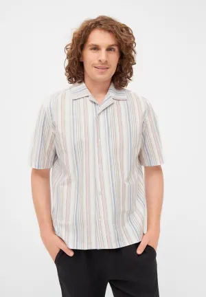 Organic Cotton Short Sleeve Shirt LUCA - Peach / Light Blue (Stripes) Givn Berlin