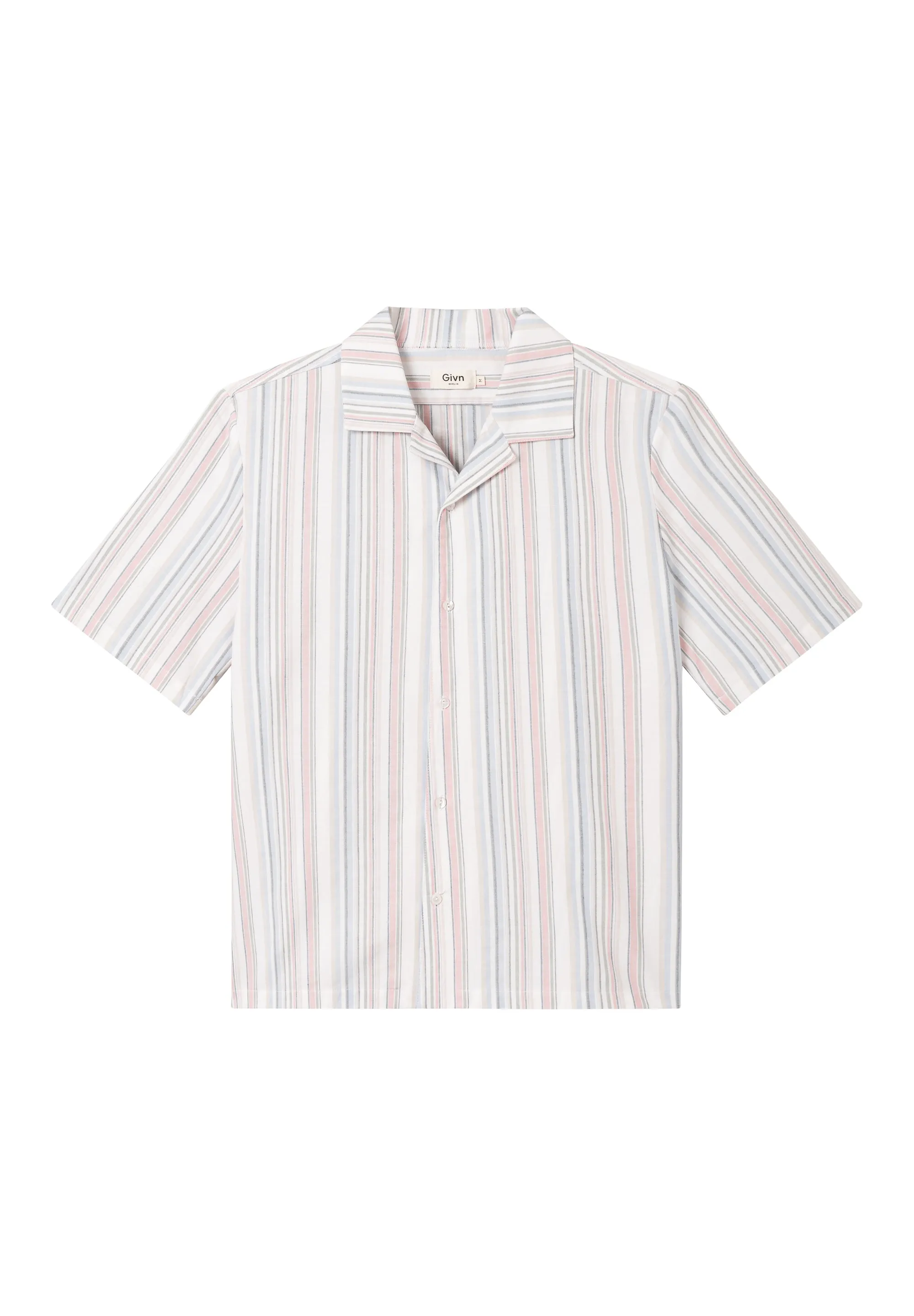 Organic Cotton Short Sleeve Shirt LUCA - Peach / Light Blue (Stripes) Givn Berlin