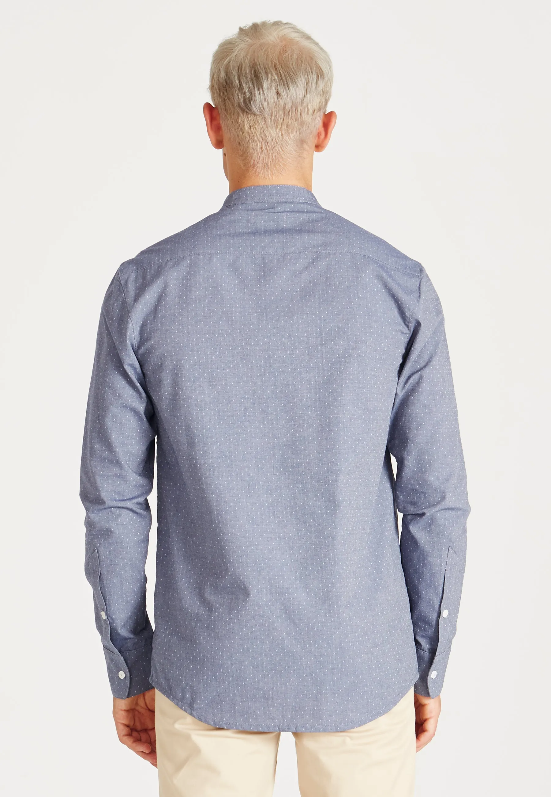 Organic Cotton Stand-Up Collar Shirt WES - Blue (Dots) Givn Berlin