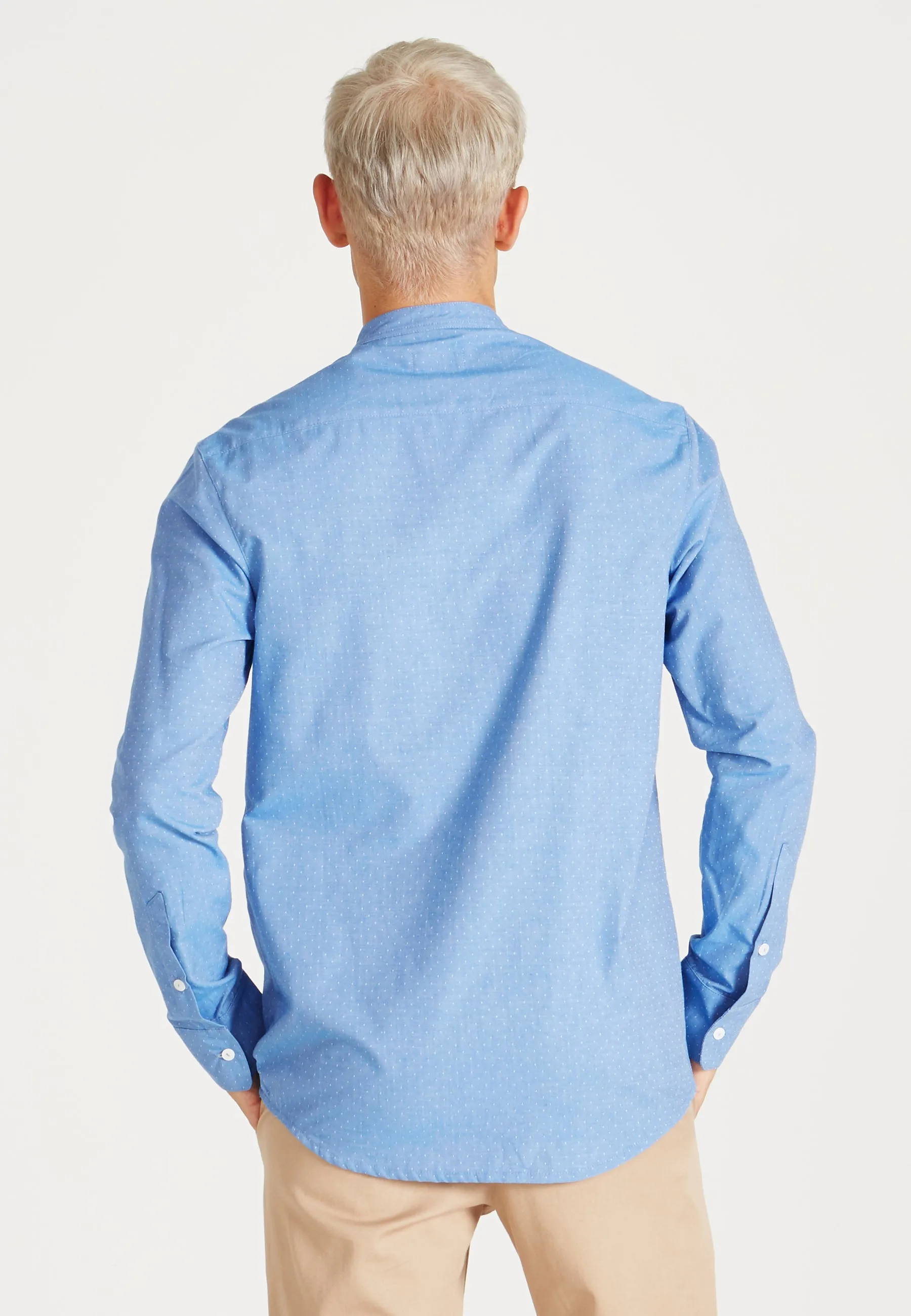 Organic Cotton Stand-Up Collar Shirt WES - Light Blue (Dots) Givn Berlin
