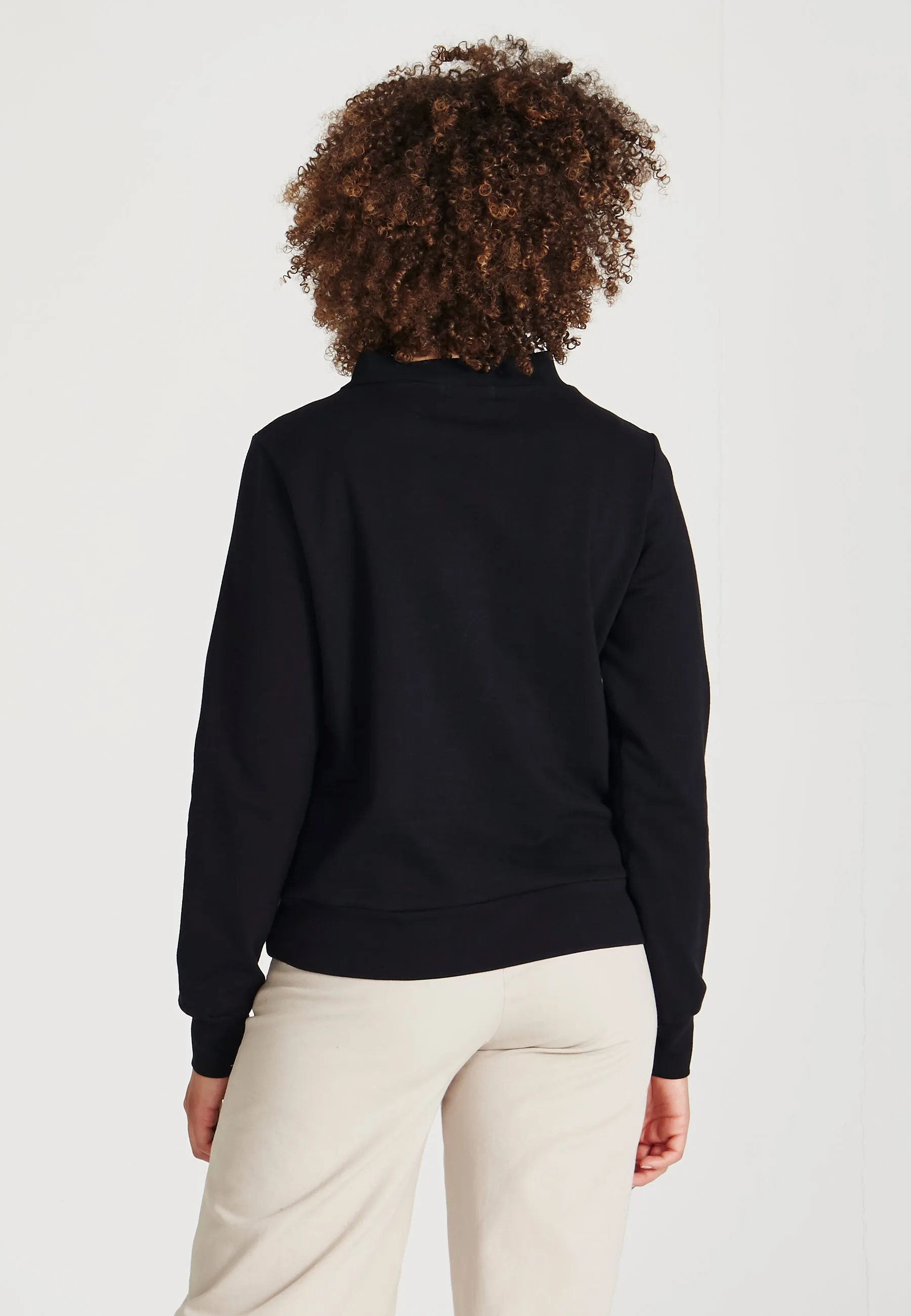 Organic Cotton Stand Up Collar Sweatshirt VIVIAN - Black Givn Berlin