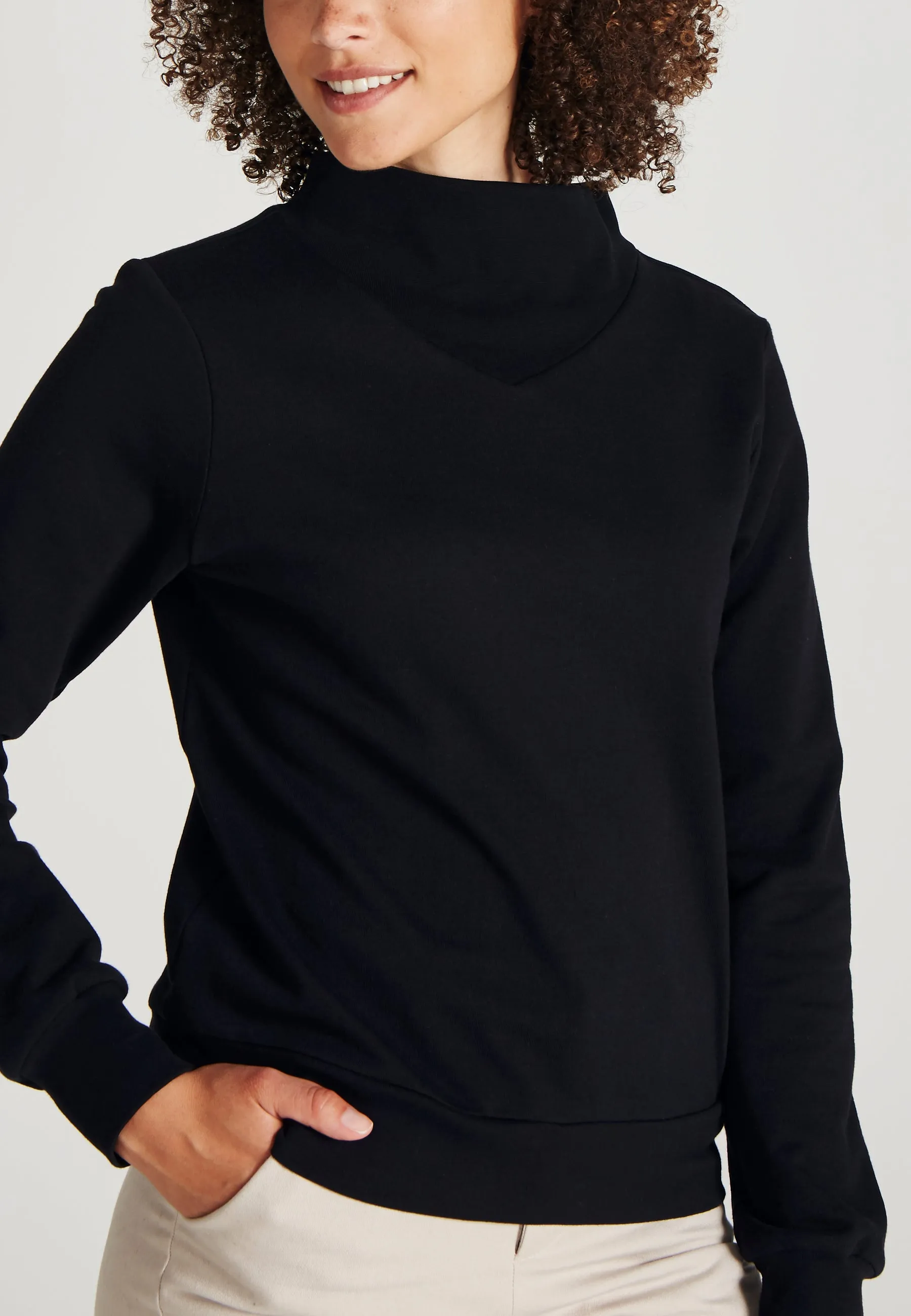 Organic Cotton Stand Up Collar Sweatshirt VIVIAN - Black Givn Berlin