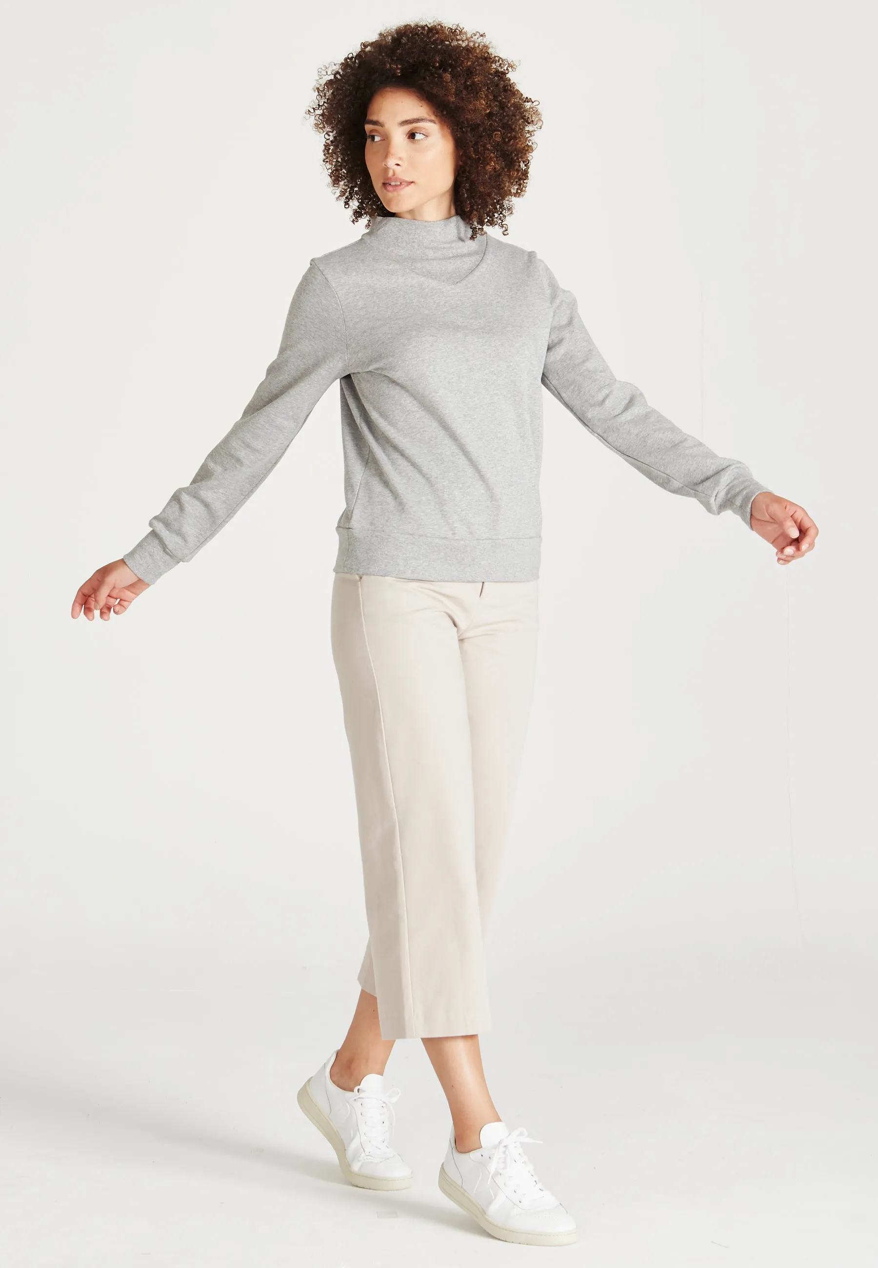 Organic Cotton Stand Up Collar Sweatshirt VIVIAN - Grey Melange Givn Berlin