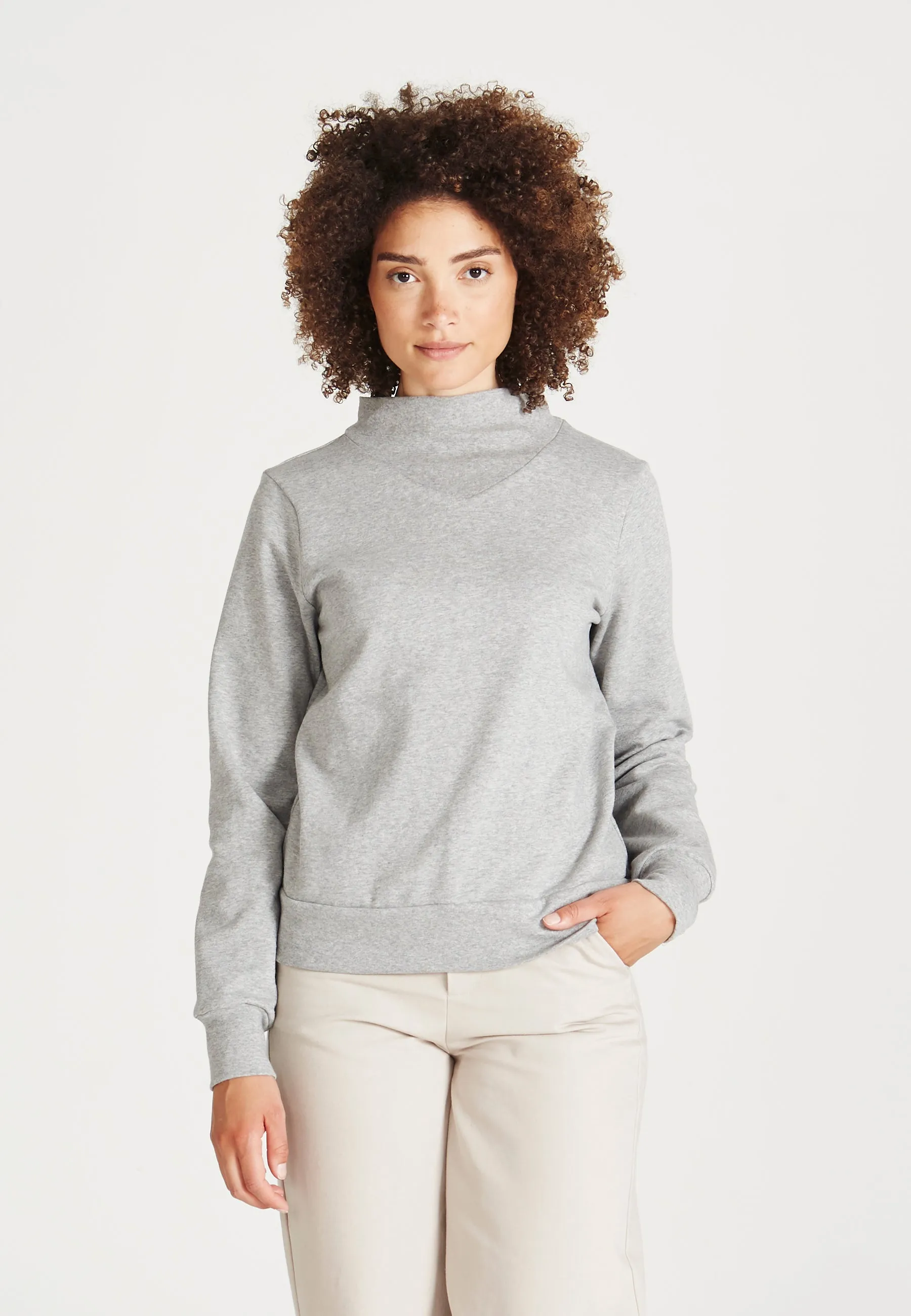 Organic Cotton Stand Up Collar Sweatshirt VIVIAN - Grey Melange Givn Berlin