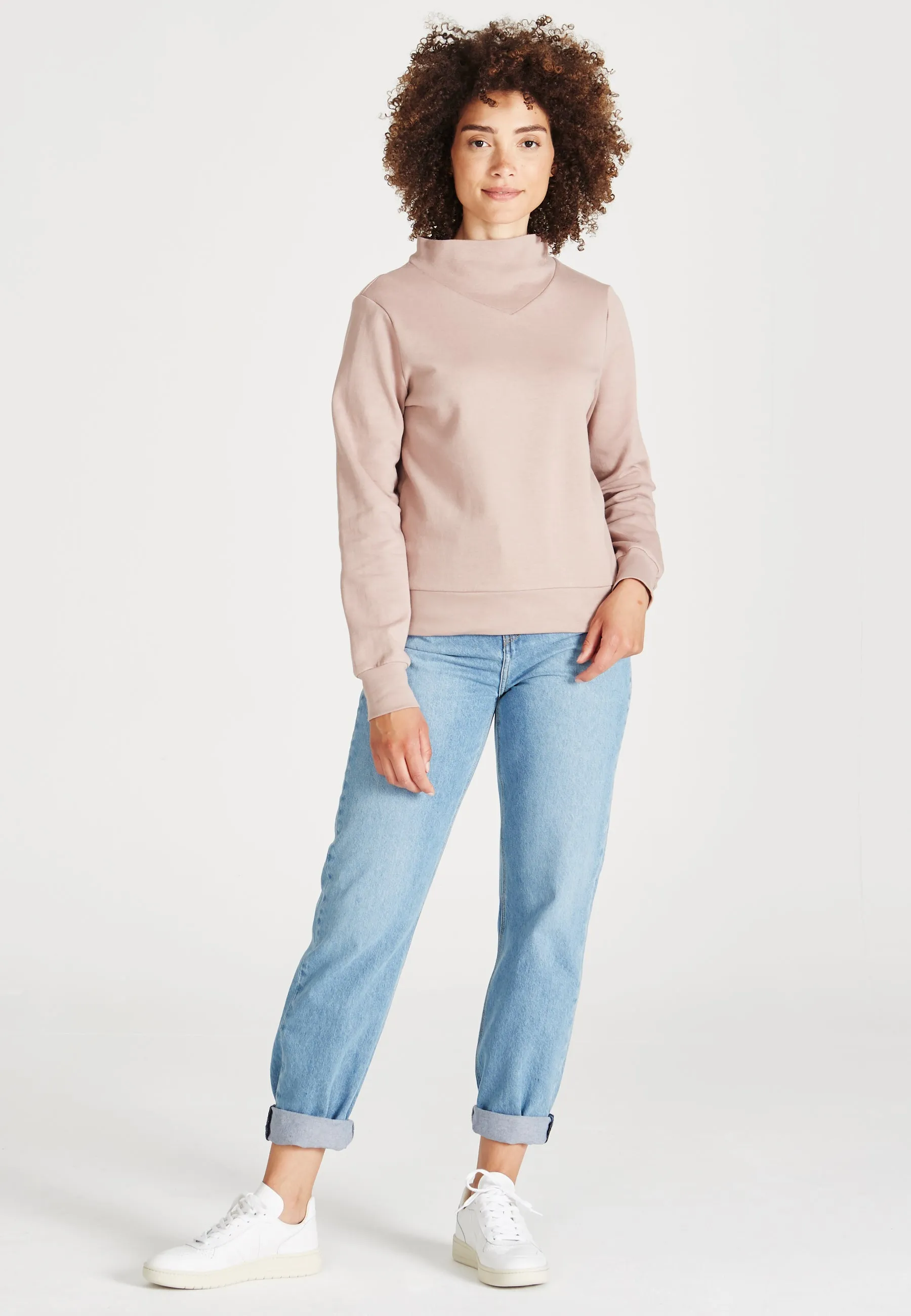 Organic Cotton Stand Up Collar Sweatshirt VIVIAN - Muddy Pink Givn Berlin