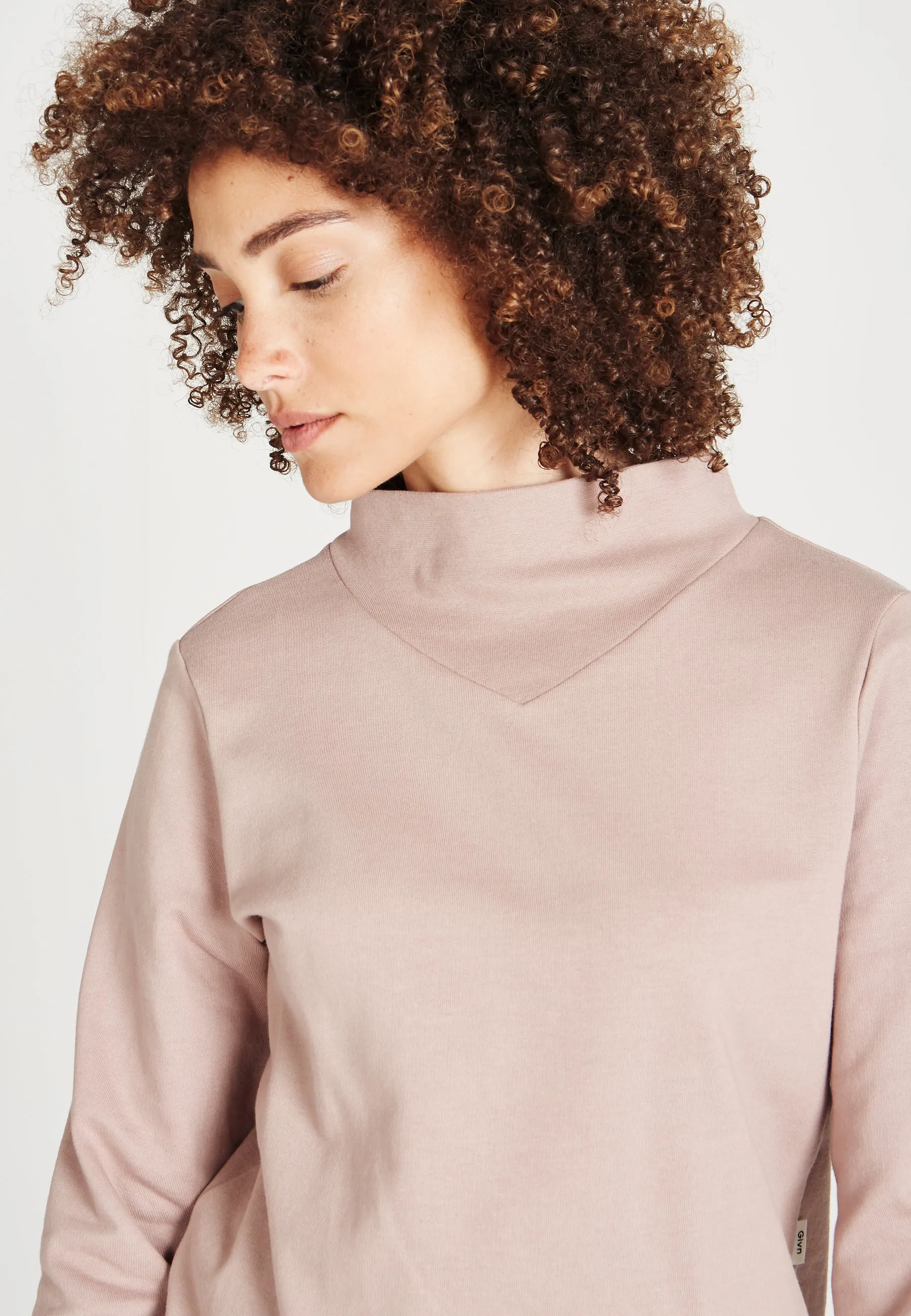 Organic Cotton Stand Up Collar Sweatshirt VIVIAN - Muddy Pink Givn Berlin