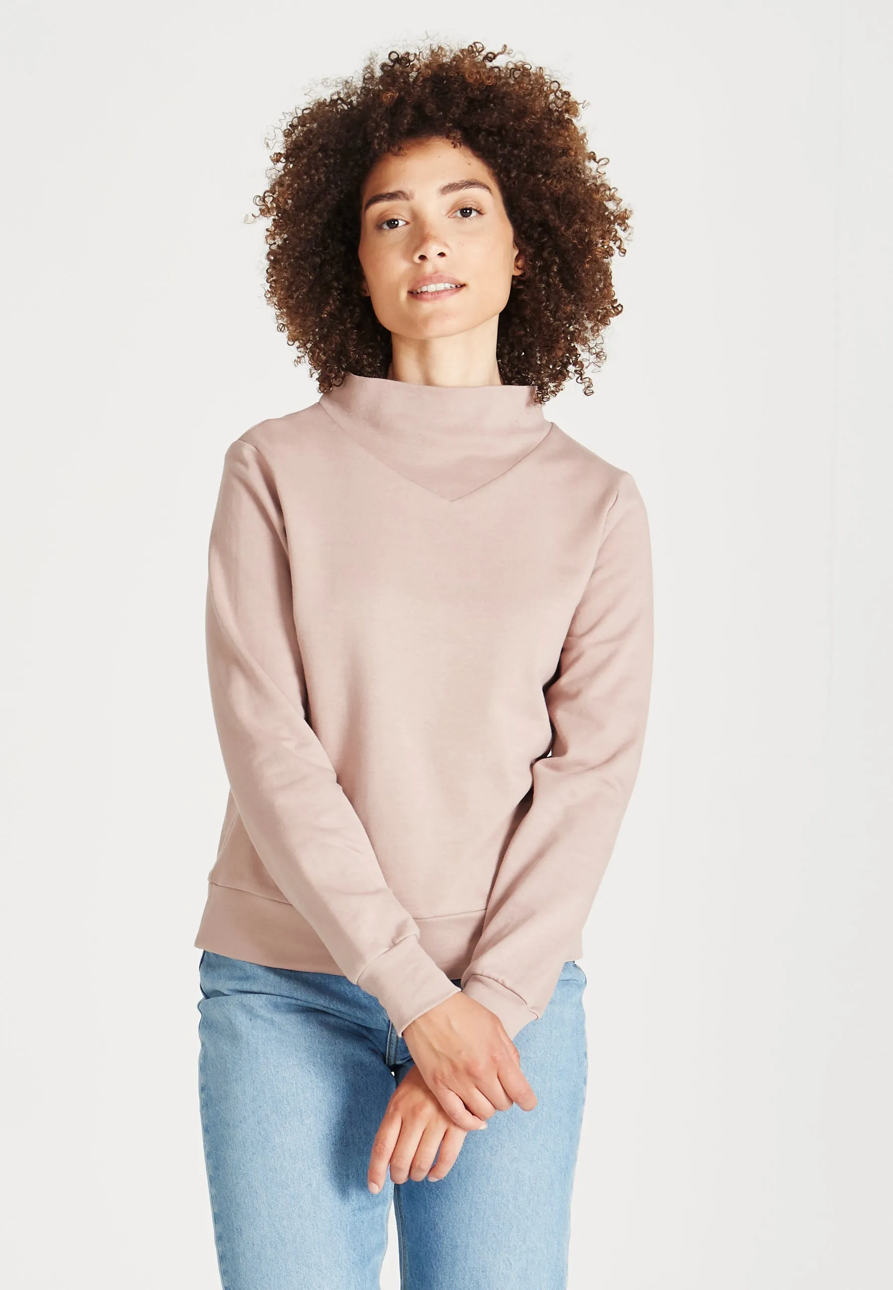 Organic Cotton Stand Up Collar Sweatshirt VIVIAN - Muddy Pink Givn Berlin