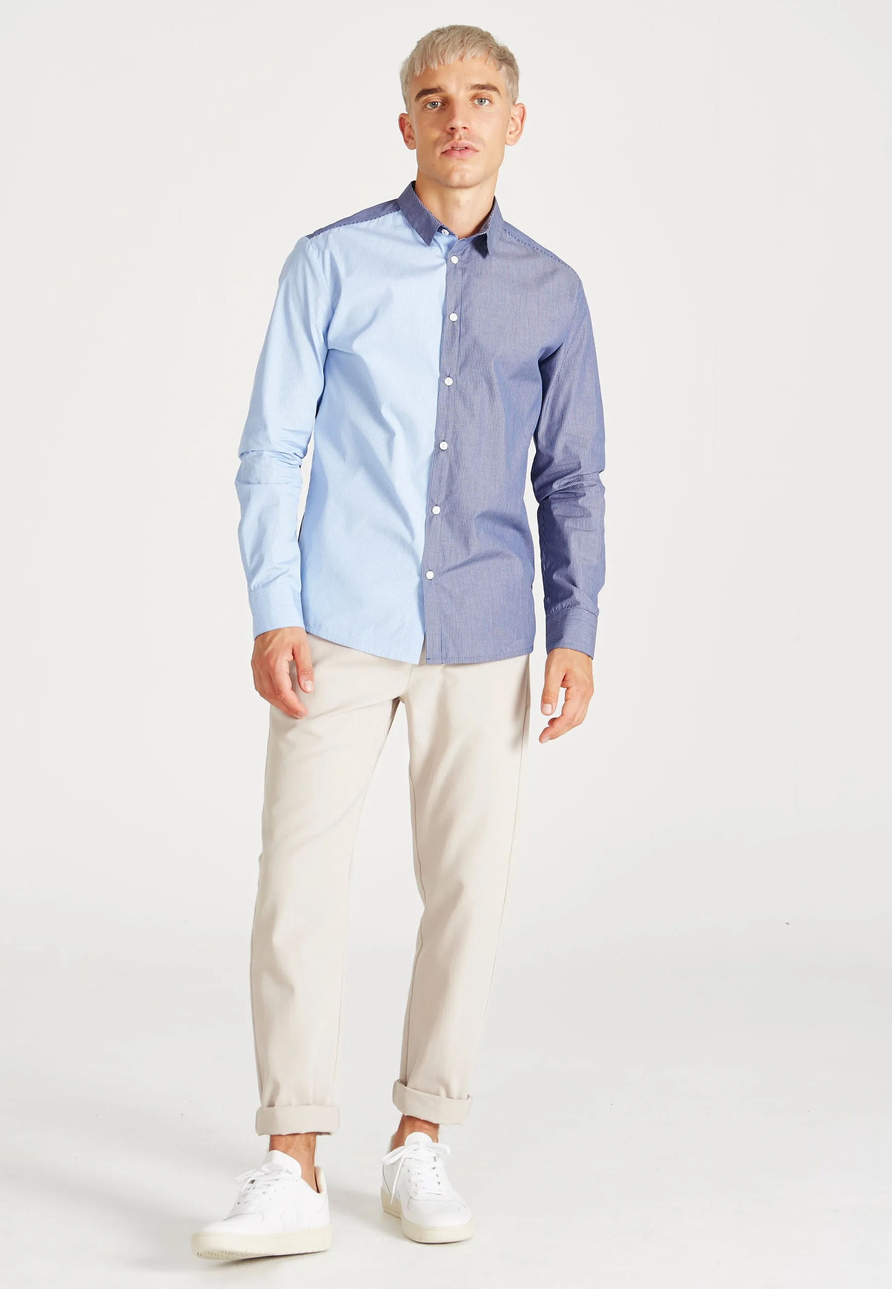 Organic Cotton Stripe Shirt KENT - Double Blue (Stripes) Givn Berlin
