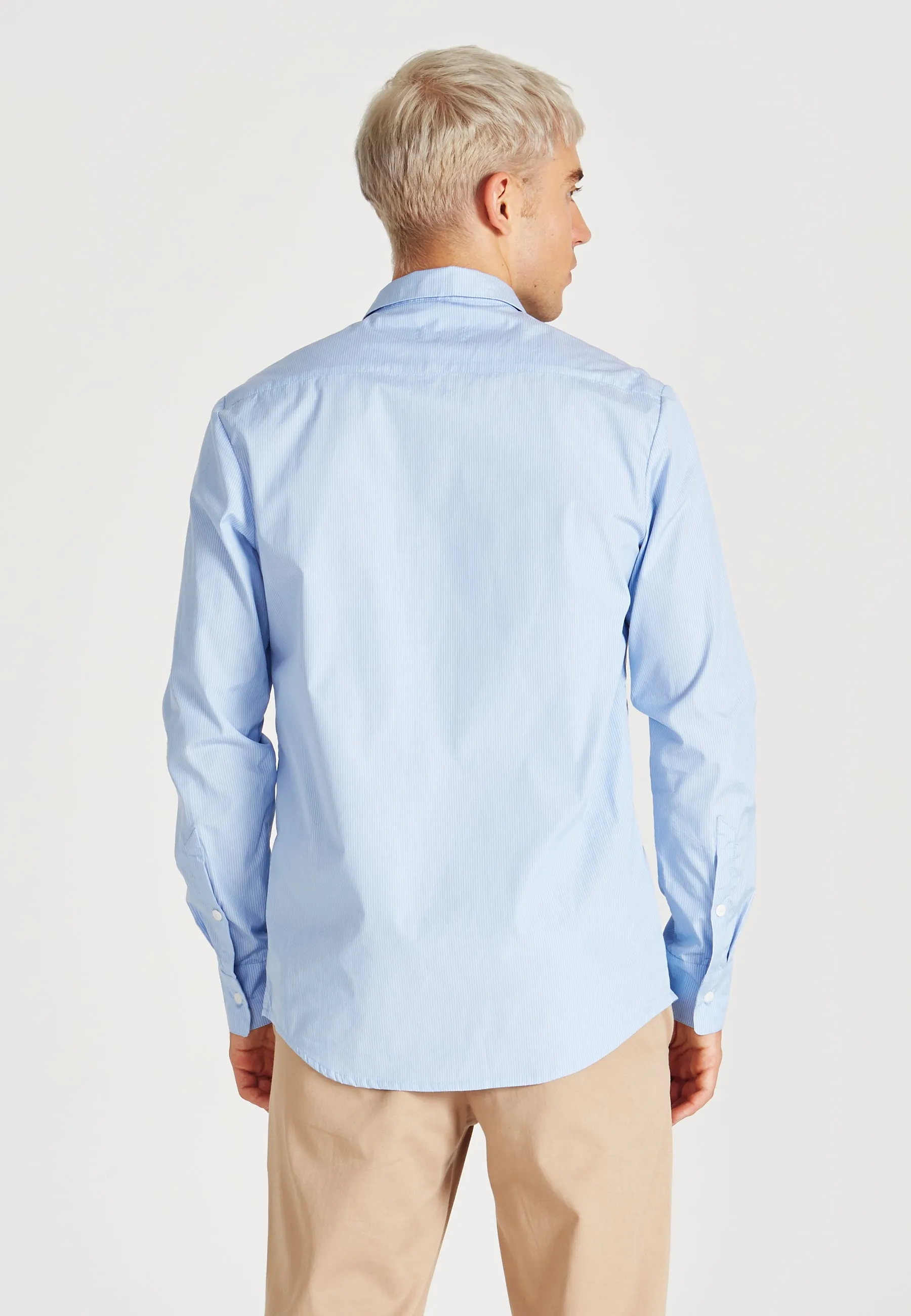 Organic Cotton Stripe Shirt KENT - Light Blue/White (Thin Stripes) Givn Berlin