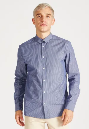 Organic Cotton Stripe Shirt KENT - Navy Blue / White  (Thin Stripes) Givn Berlin