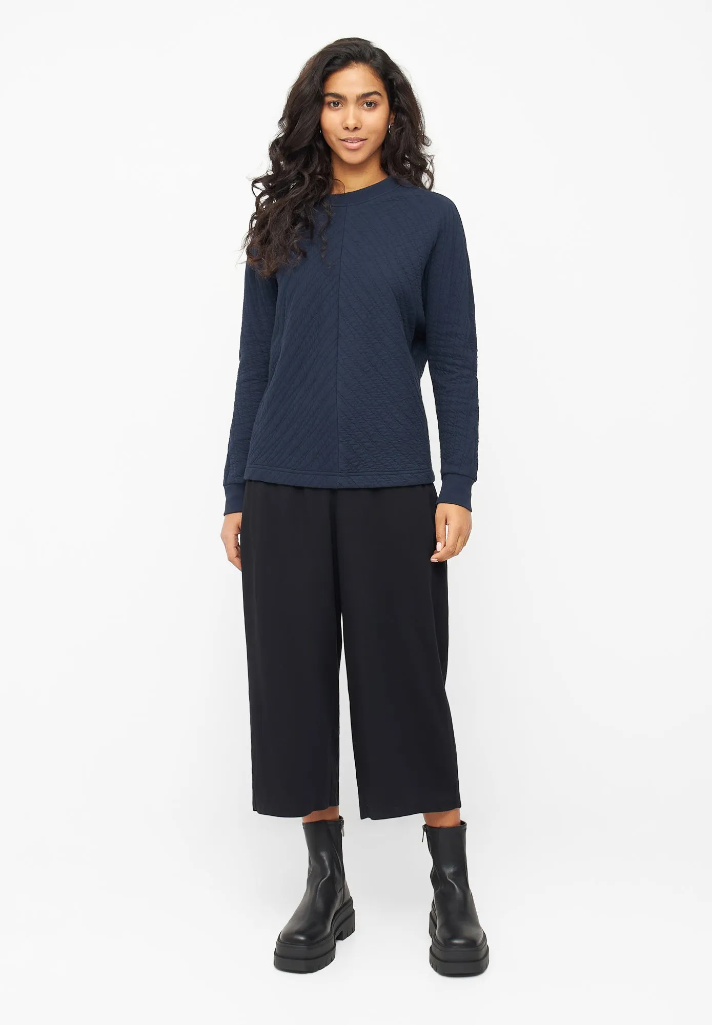 Organic Cotton Sweatshirt WILLOW - Midnight Blue (Lines) Givn Berlin