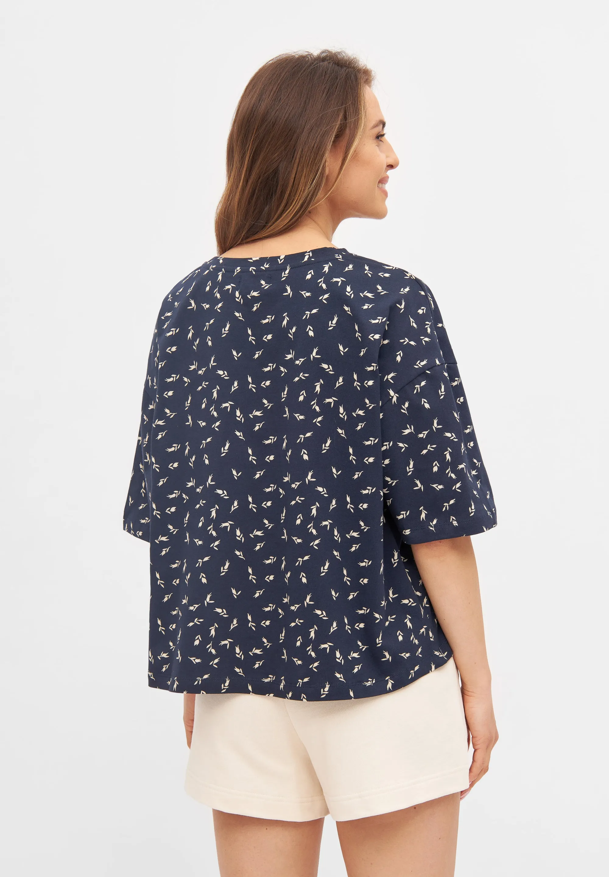 Organic Cotton T-Shirt JOLINA - Midnight Blue (Blooms) Givn Berlin
