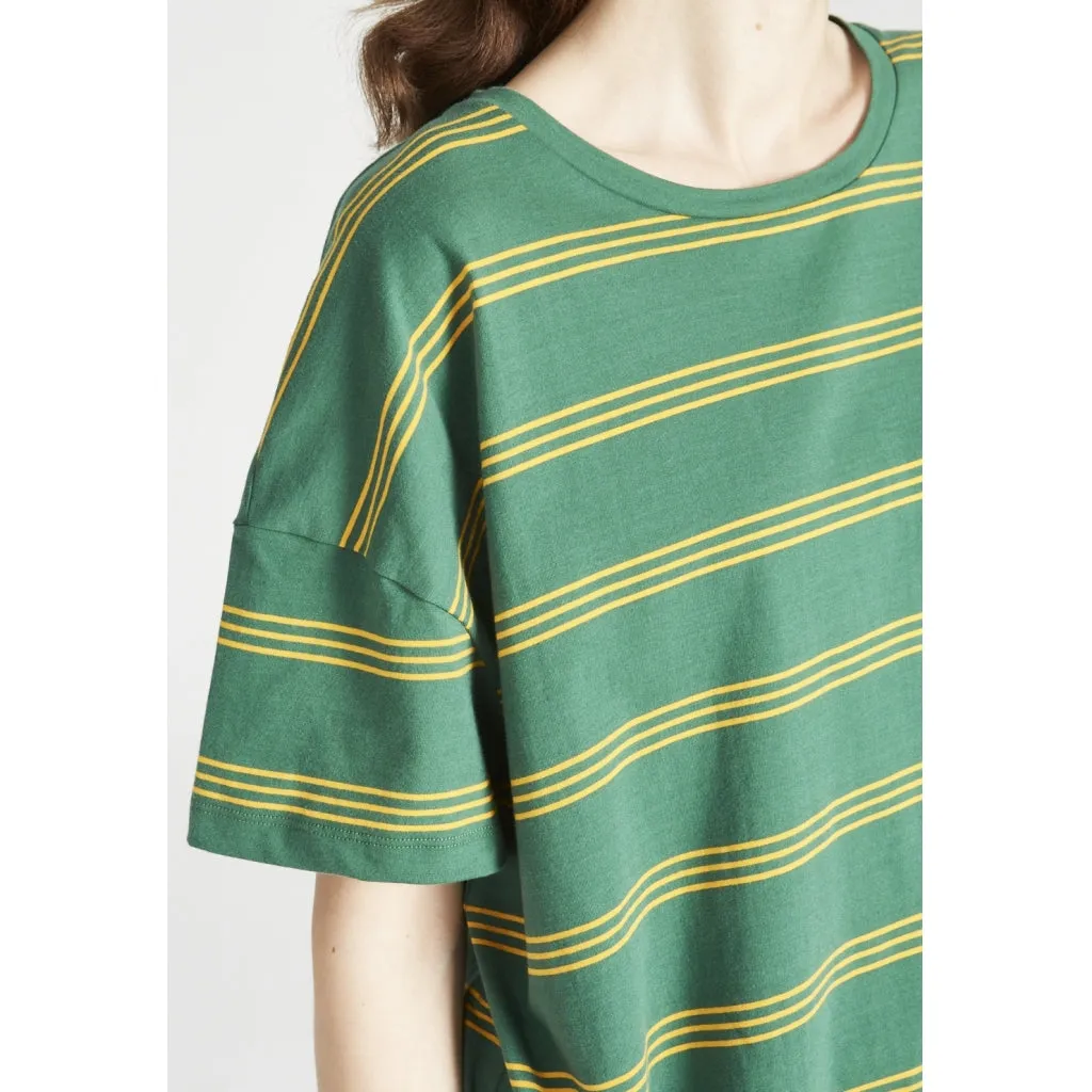 Organic Cotton T-shirt TIANA - Forest Green / Mango Orange (Stripes) Givn Berlin