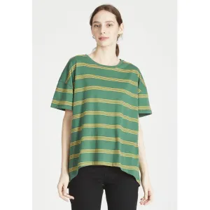 Organic Cotton T-shirt TIANA - Forest Green / Mango Orange (Stripes) Givn Berlin