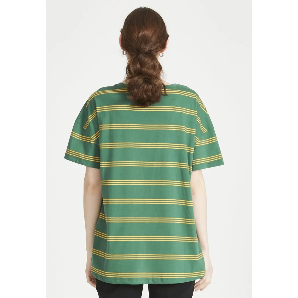Organic Cotton T-shirt TIANA - Forest Green / Mango Orange (Stripes) Givn Berlin