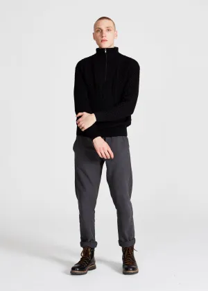 Organic Cotton Troyer Knit Sweater FINN - Black Givn Berlin
