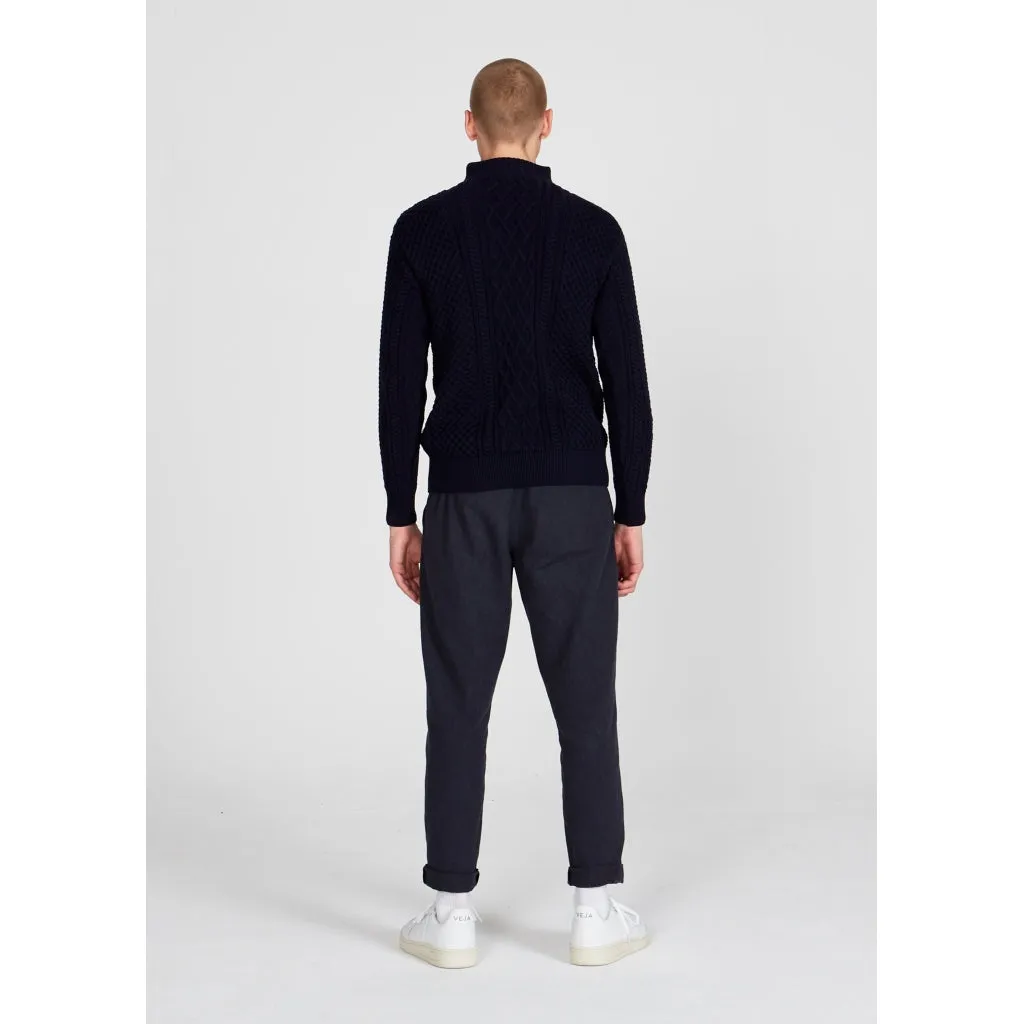 Organic Cotton Troyer Knit Sweater FINN - Midnight Blue Givn Berlin