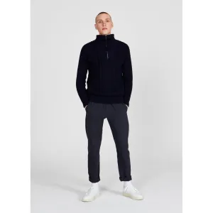 Organic Cotton Troyer Knit Sweater FINN - Midnight Blue Givn Berlin