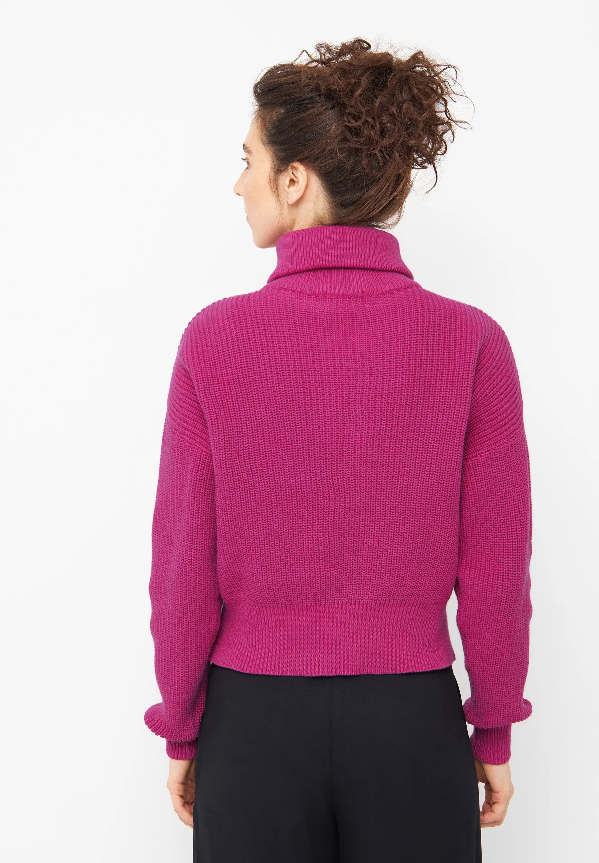 Organic Cotton Troyer Knit Sweater LUZ - Berry Pink Givn Berlin