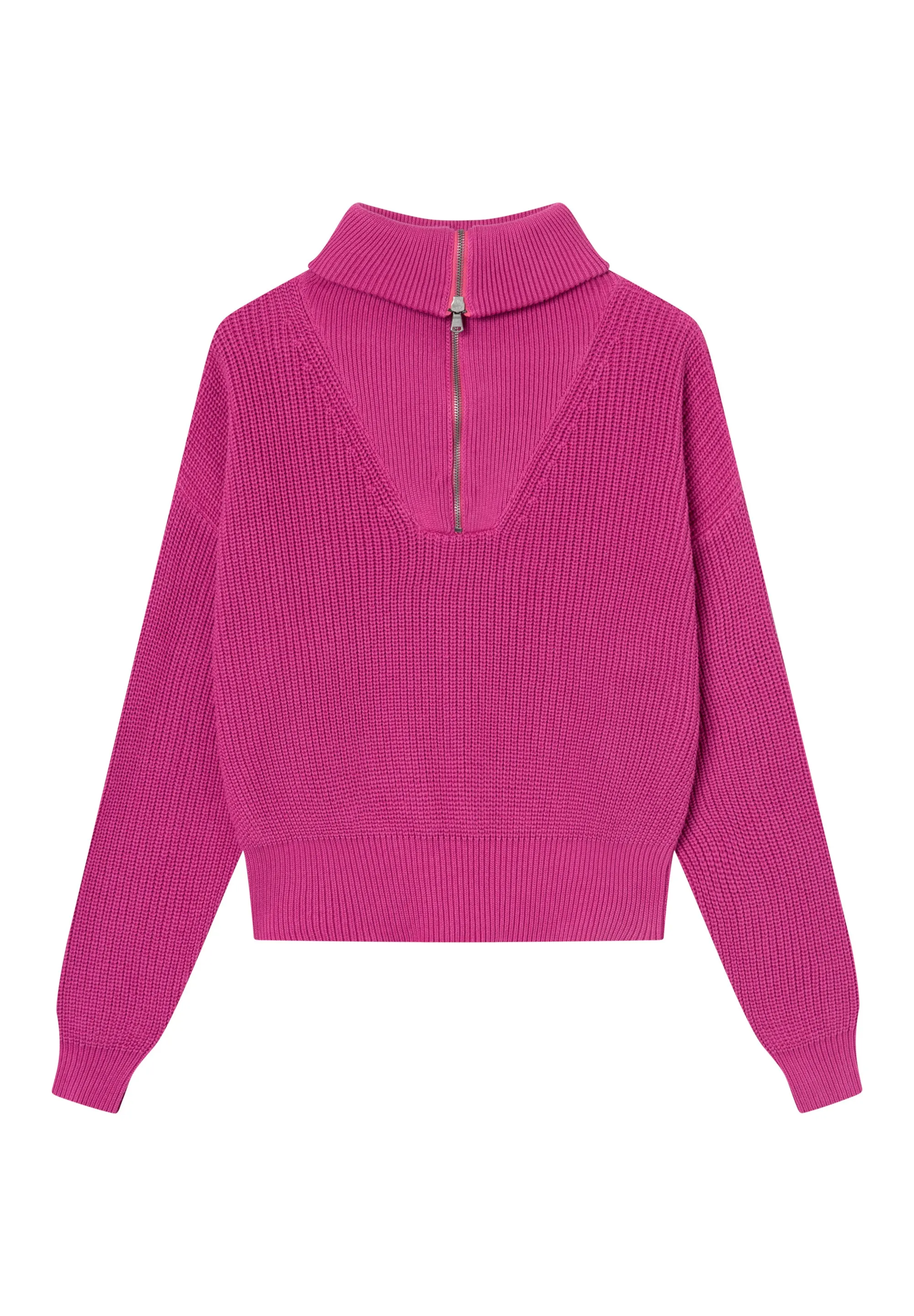 Organic Cotton Troyer Knit Sweater LUZ - Berry Pink Givn Berlin