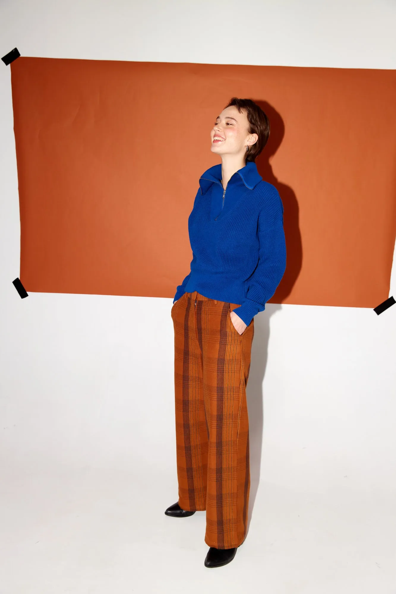 Organic Cotton Troyer Knit Sweater LUZ - Deep Blue Givn Berlin
