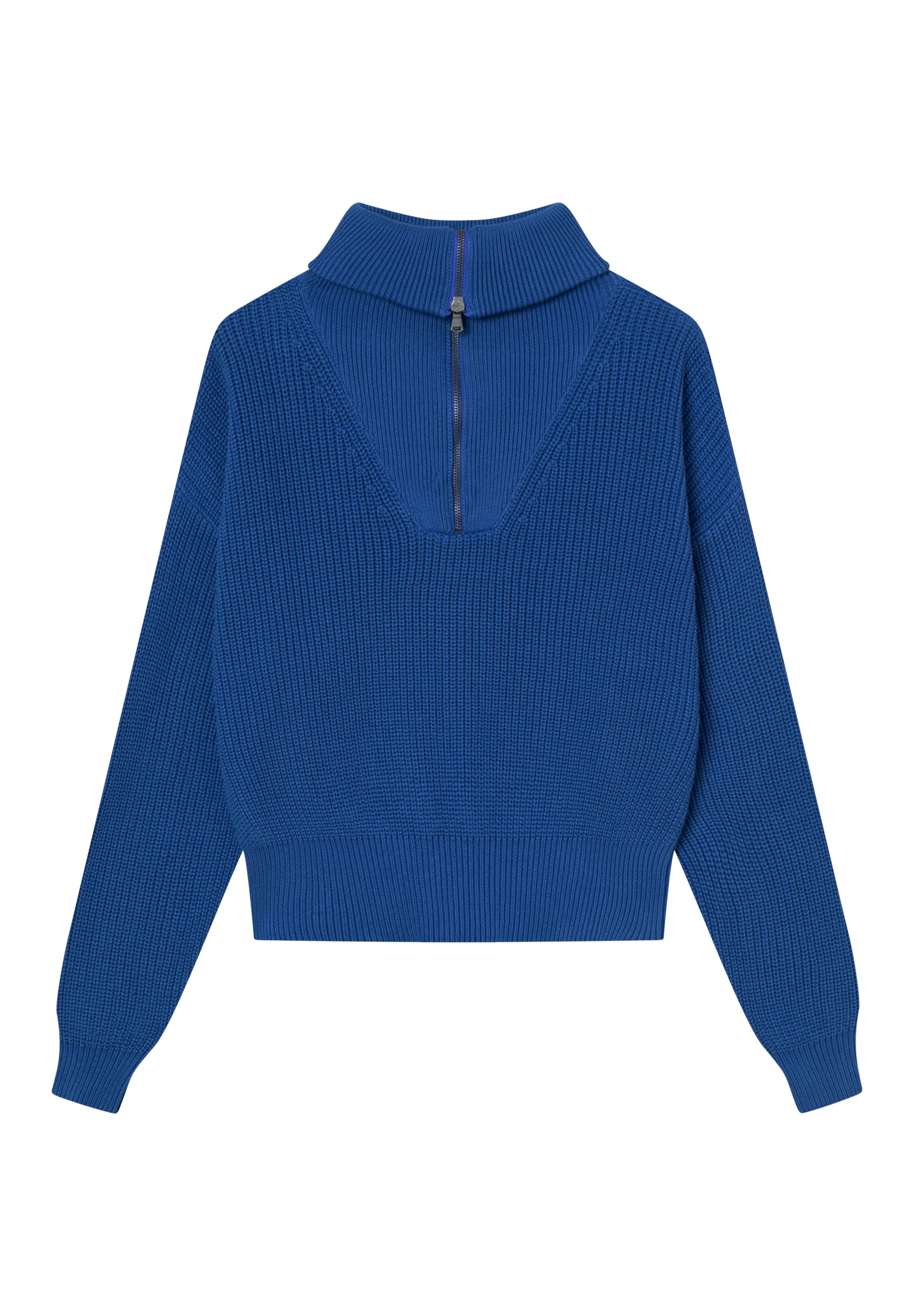Organic Cotton Troyer Knit Sweater LUZ - Deep Blue Givn Berlin