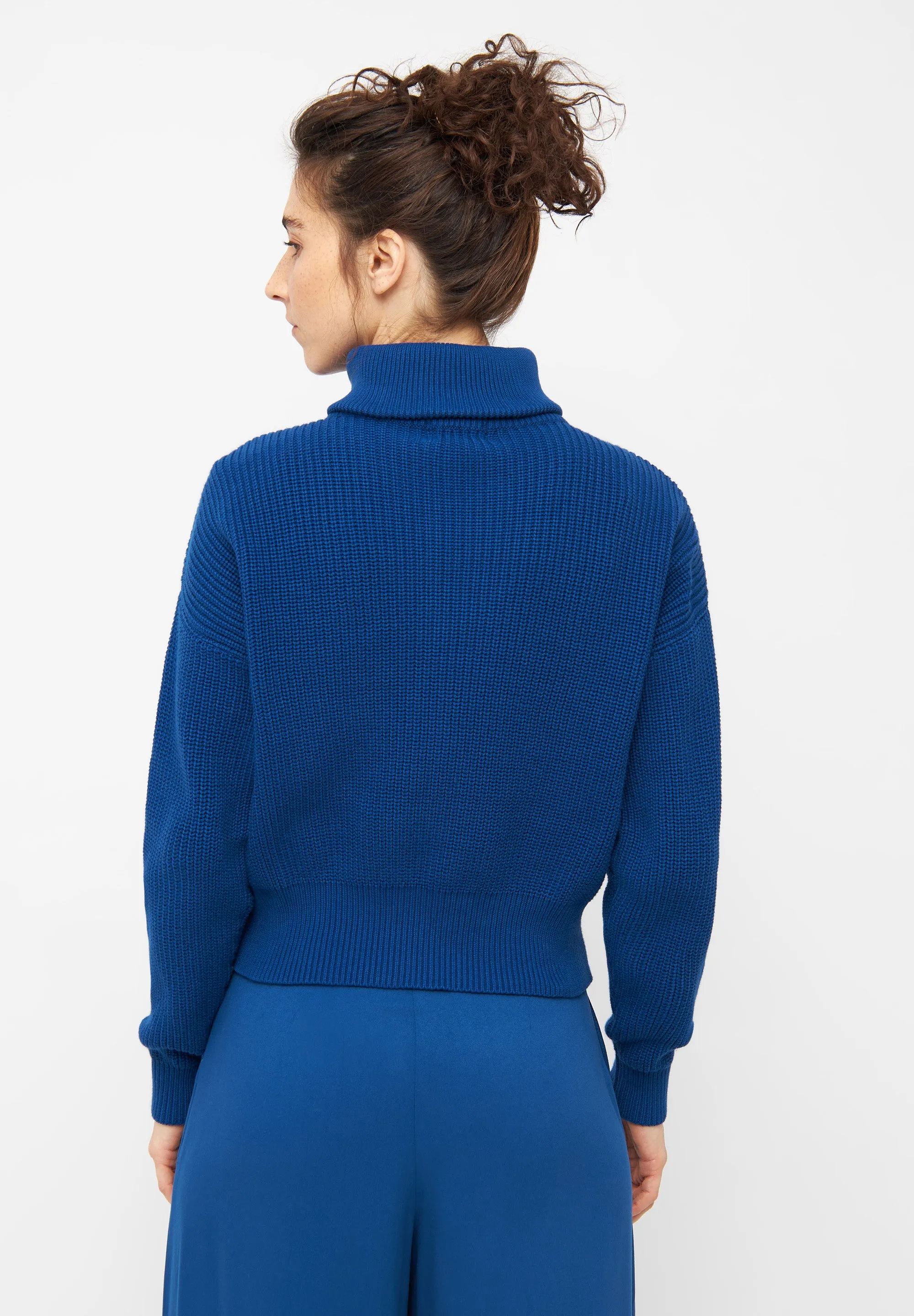 Organic Cotton Troyer Knit Sweater LUZ - Deep Blue Givn Berlin