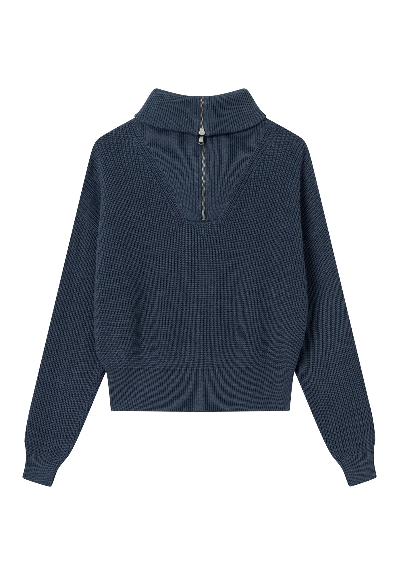 Organic Cotton Troyer Knit Sweater LUZ - Midnight Blue Givn Berlin