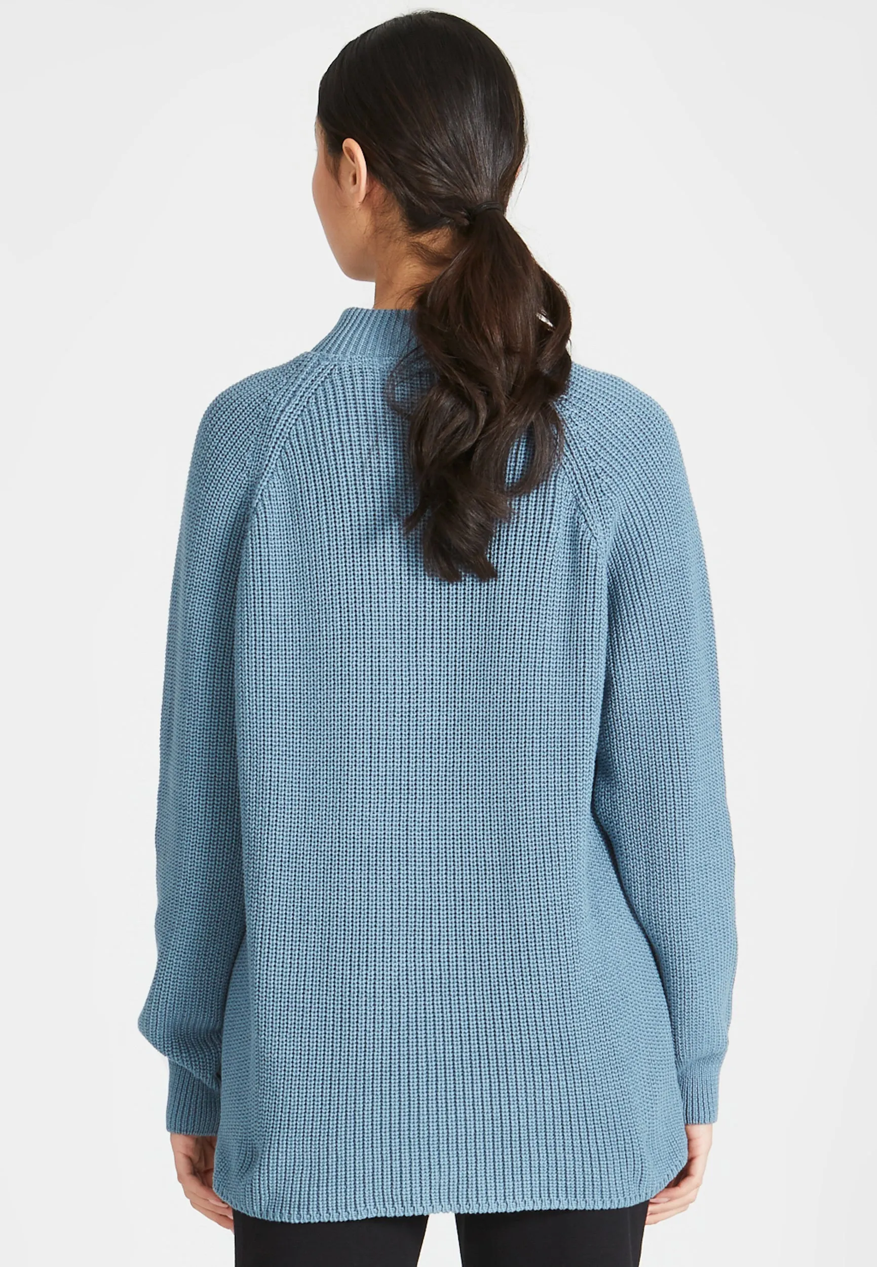 Organic Cotton Troyer Knit Sweater TEKLA - Arctic Blue Givn Berlin