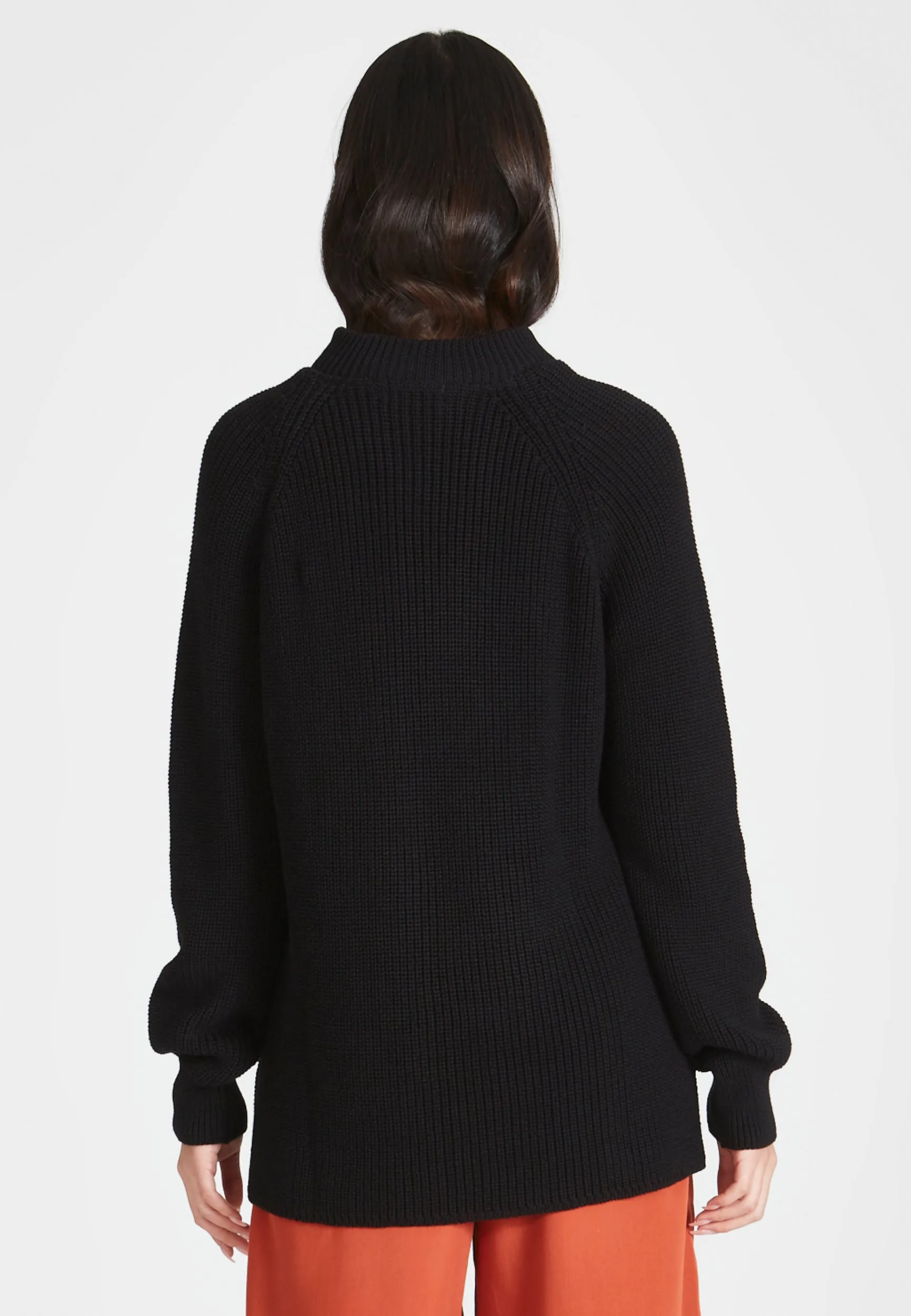 Organic Cotton Troyer Knit Sweater TEKLA - Black Givn Berlin