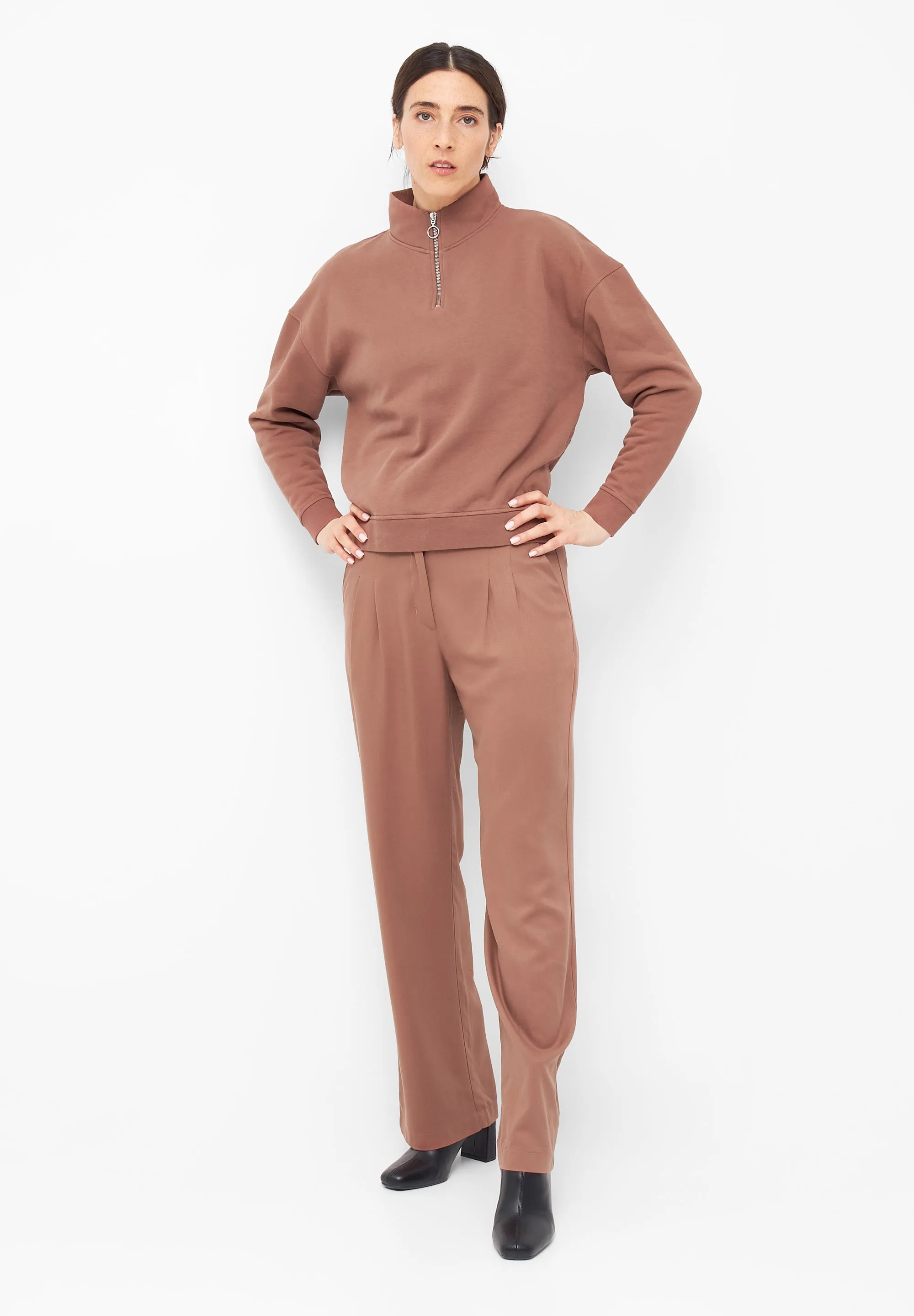 Organic Cotton Troyer Sweater DAKOTA - Truffle Beige Givn Berlin
