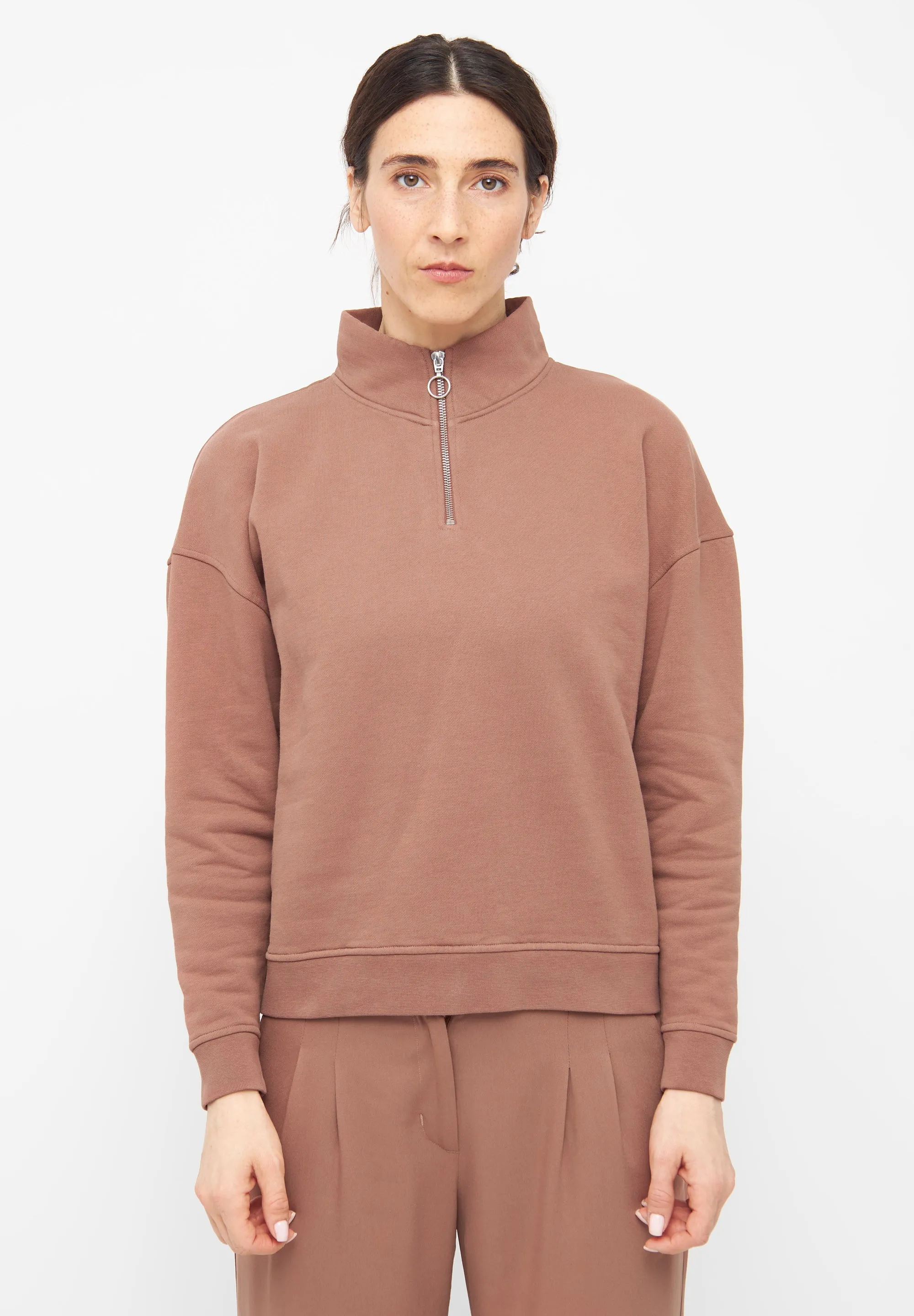 Organic Cotton Troyer Sweater DAKOTA - Truffle Beige Givn Berlin