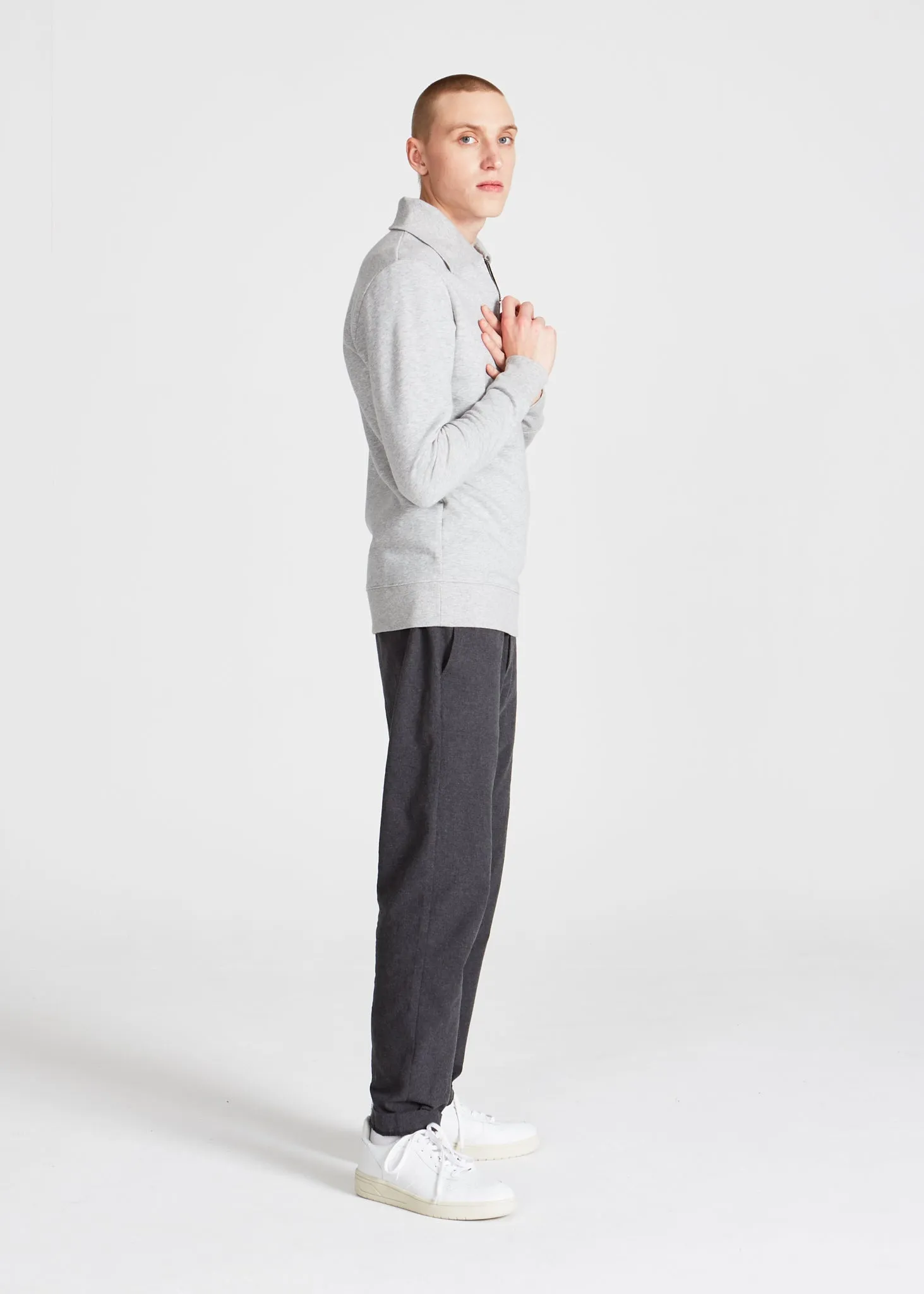 Organic Cotton Troyer Sweater TYLER - Mercury Grey Givn Berlin