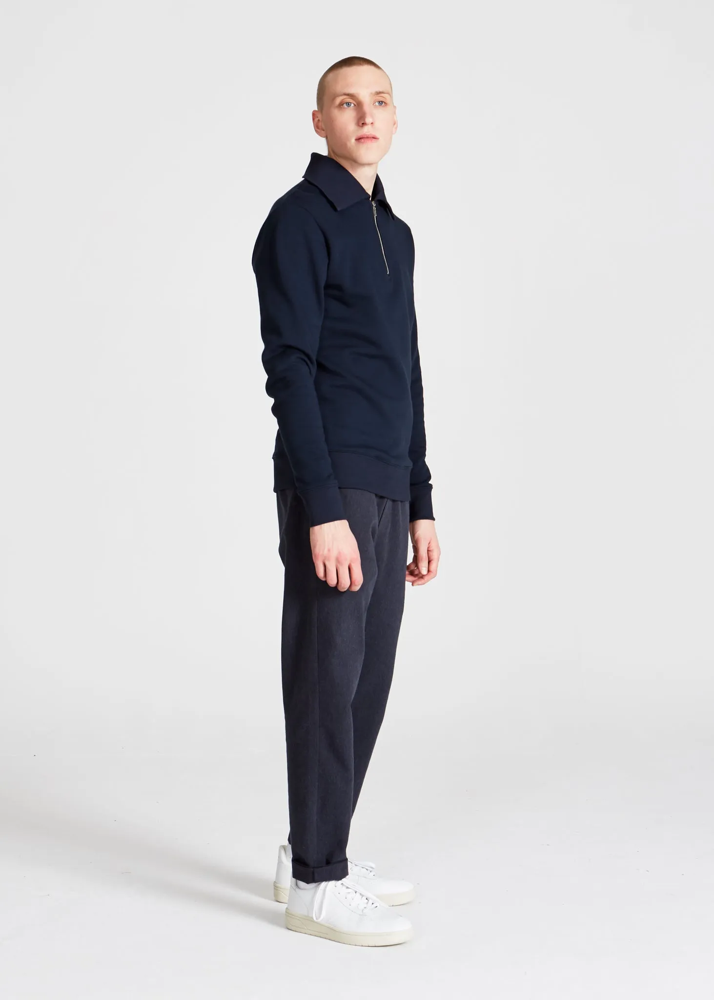 Organic Cotton Troyer Sweater TYLER - Midnight Blue Givn Berlin