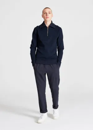 Organic Cotton Troyer Sweater TYLER - Midnight Blue Givn Berlin