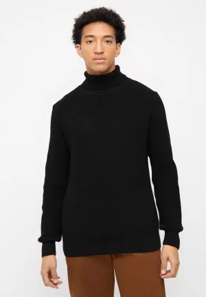 Organic Cotton Turtleneck Knit Sweater PIET - Black Givn Berlin