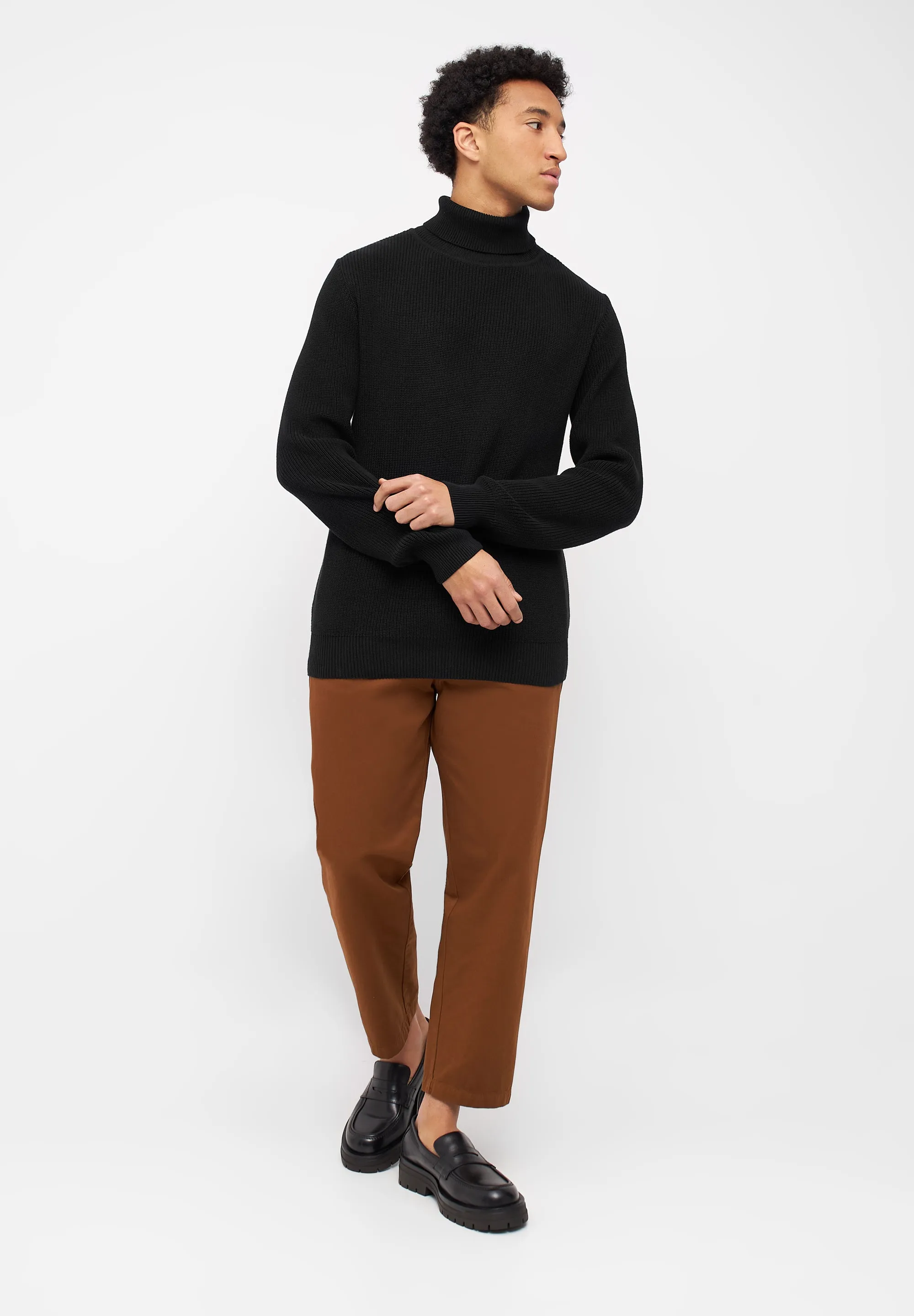 Organic Cotton Turtleneck Knit Sweater PIET - Black Givn Berlin
