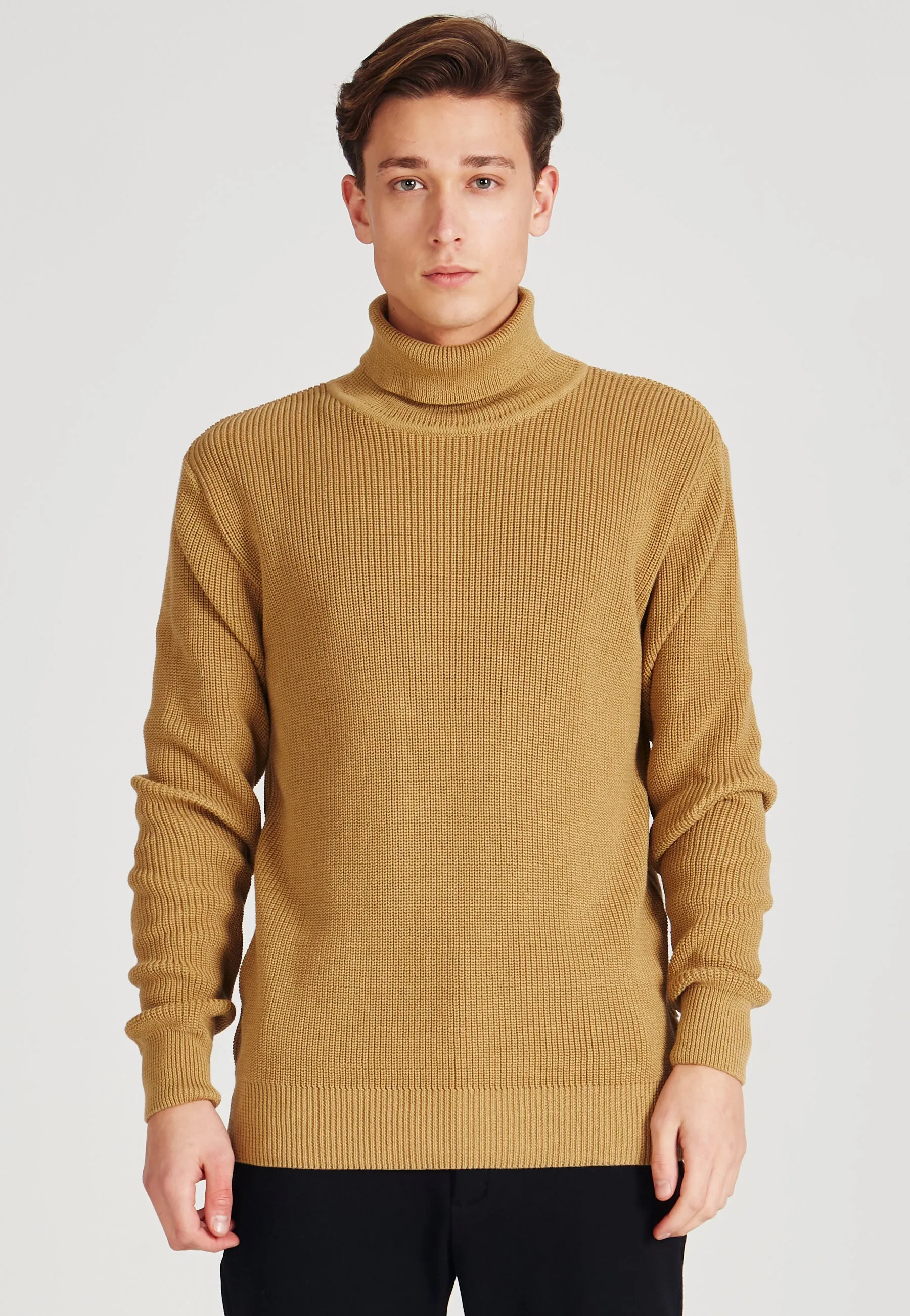 Organic Cotton Turtleneck Knit Sweater PIET - Camel Givn Berlin
