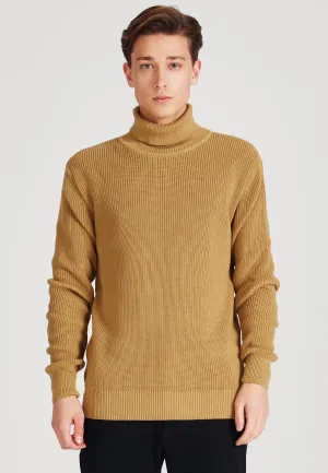 Organic Cotton Turtleneck Knit Sweater PIET - Camel Givn Berlin