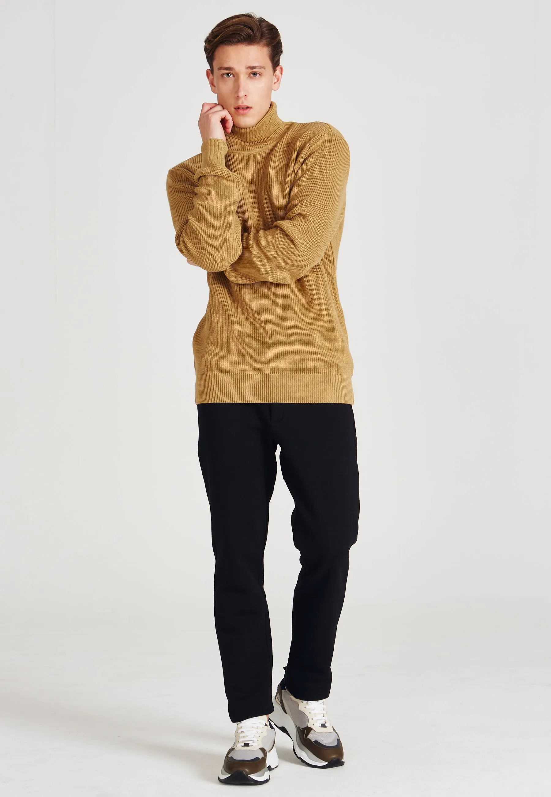 Organic Cotton Turtleneck Knit Sweater PIET - Camel Givn Berlin