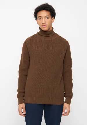 Organic Cotton Turtleneck Knit Sweater PIET - Chestnut Brown Givn Berlin