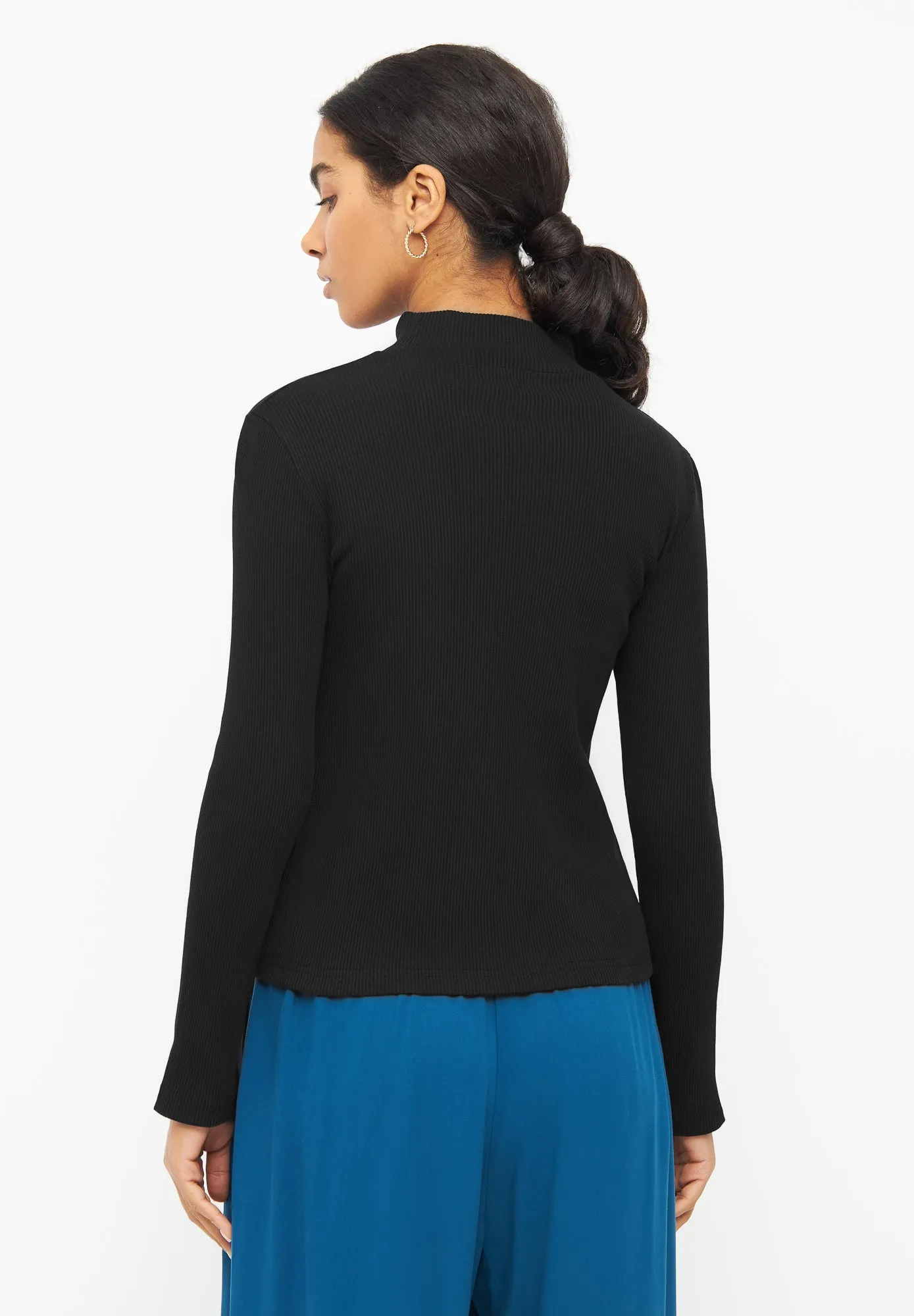 Organic Cotton Turtleneck Long Sleeve GINA - Black (Rib) Givn Berlin