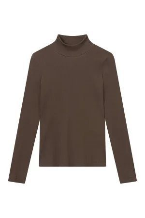 Organic Cotton Turtleneck Long Sleeve GINA - Oak Brown Givn Berlin