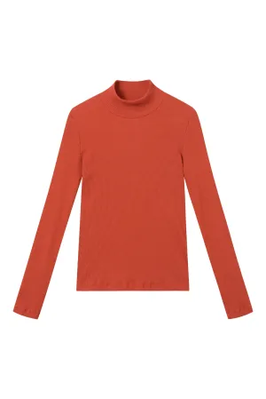 Organic Cotton Turtleneck Long Sleeve GINA - Rusty Orange Givn Berlin