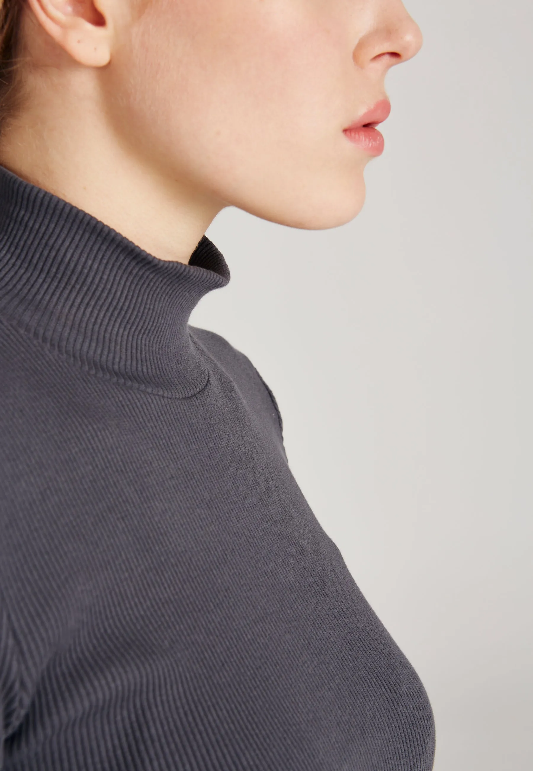 Organic Cotton Turtleneck Long Sleeve GINA - Shadow Grey Givn Berlin