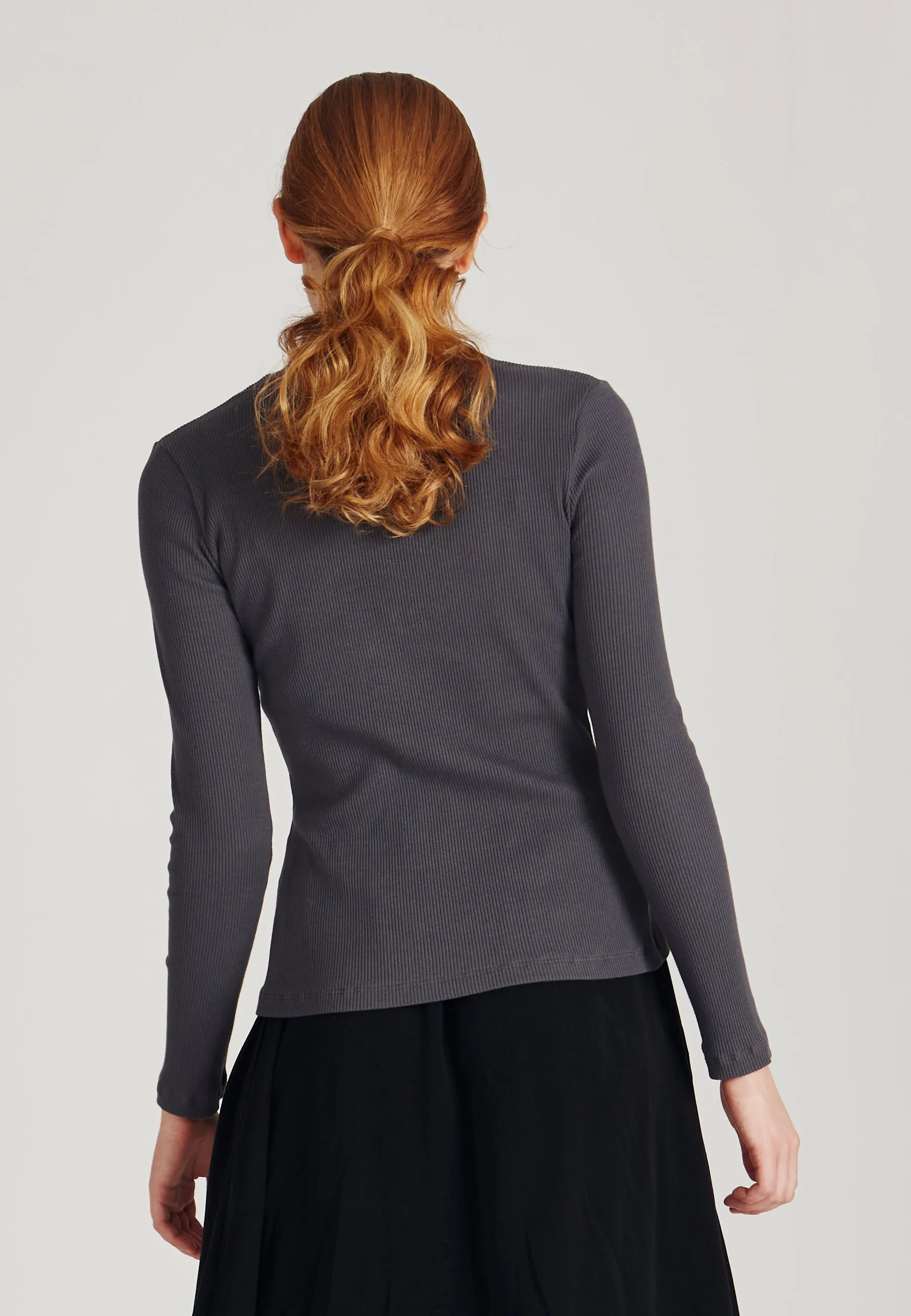 Organic Cotton Turtleneck Long Sleeve GINA - Shadow Grey Givn Berlin