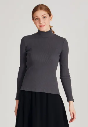 Organic Cotton Turtleneck Long Sleeve GINA - Shadow Grey Givn Berlin
