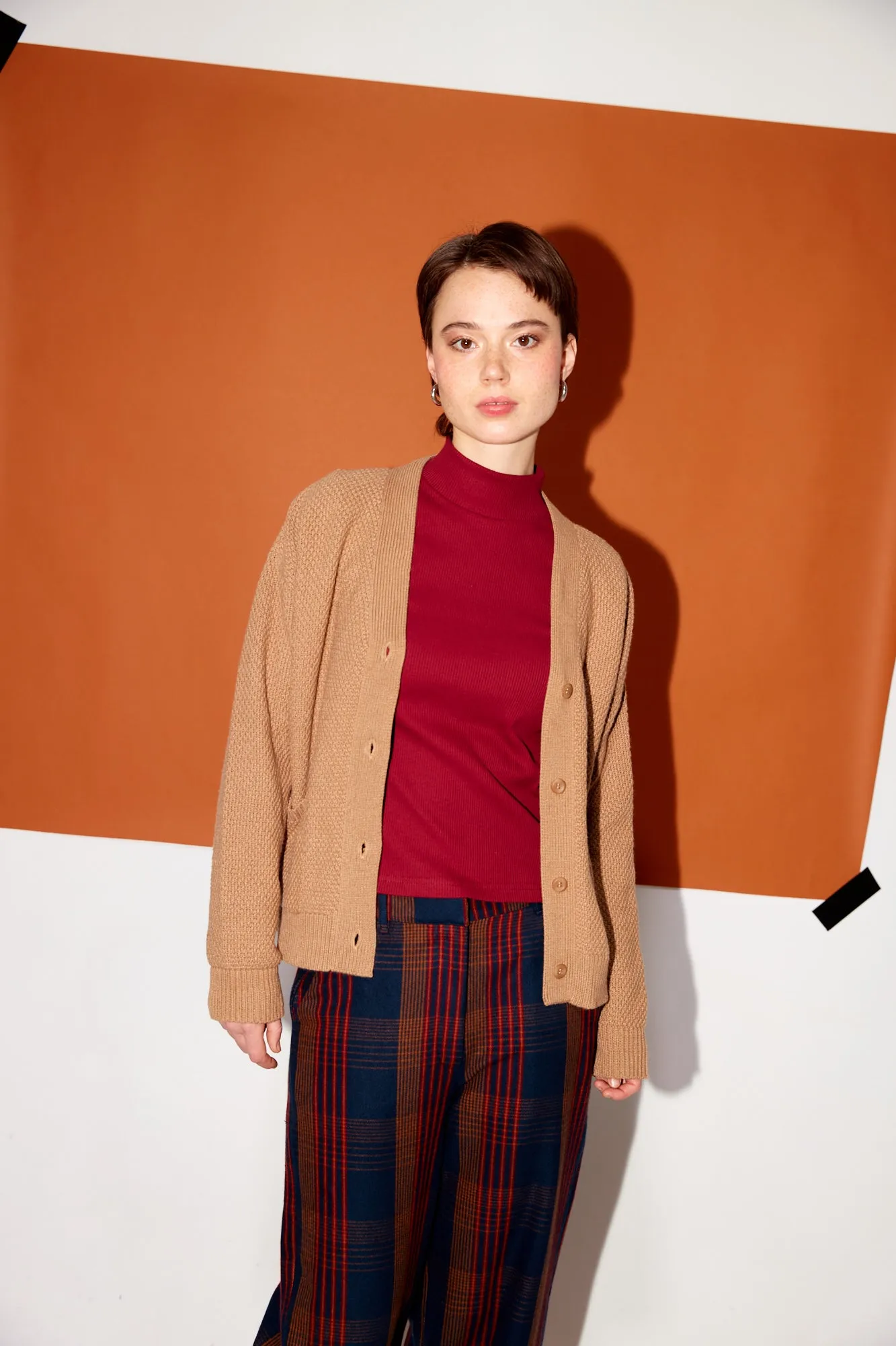 Organic Cotton Turtleneck Long Sleeve GINA - Tibetan Red (Rib) Givn Berlin