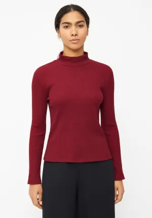 Organic Cotton Turtleneck Long Sleeve GINA - Tibetan Red (Rib) Givn Berlin