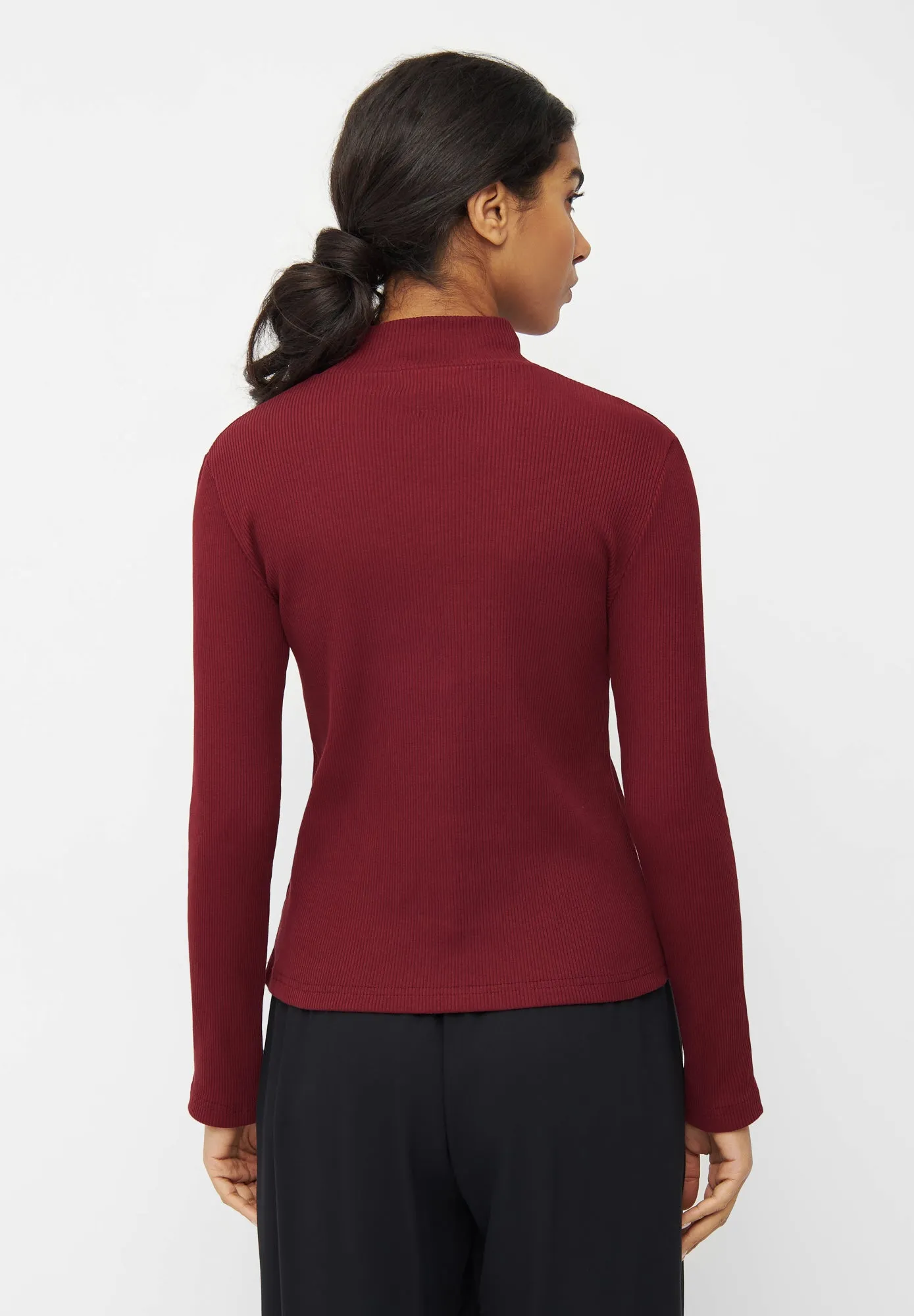 Organic Cotton Turtleneck Long Sleeve GINA - Tibetan Red (Rib) Givn Berlin